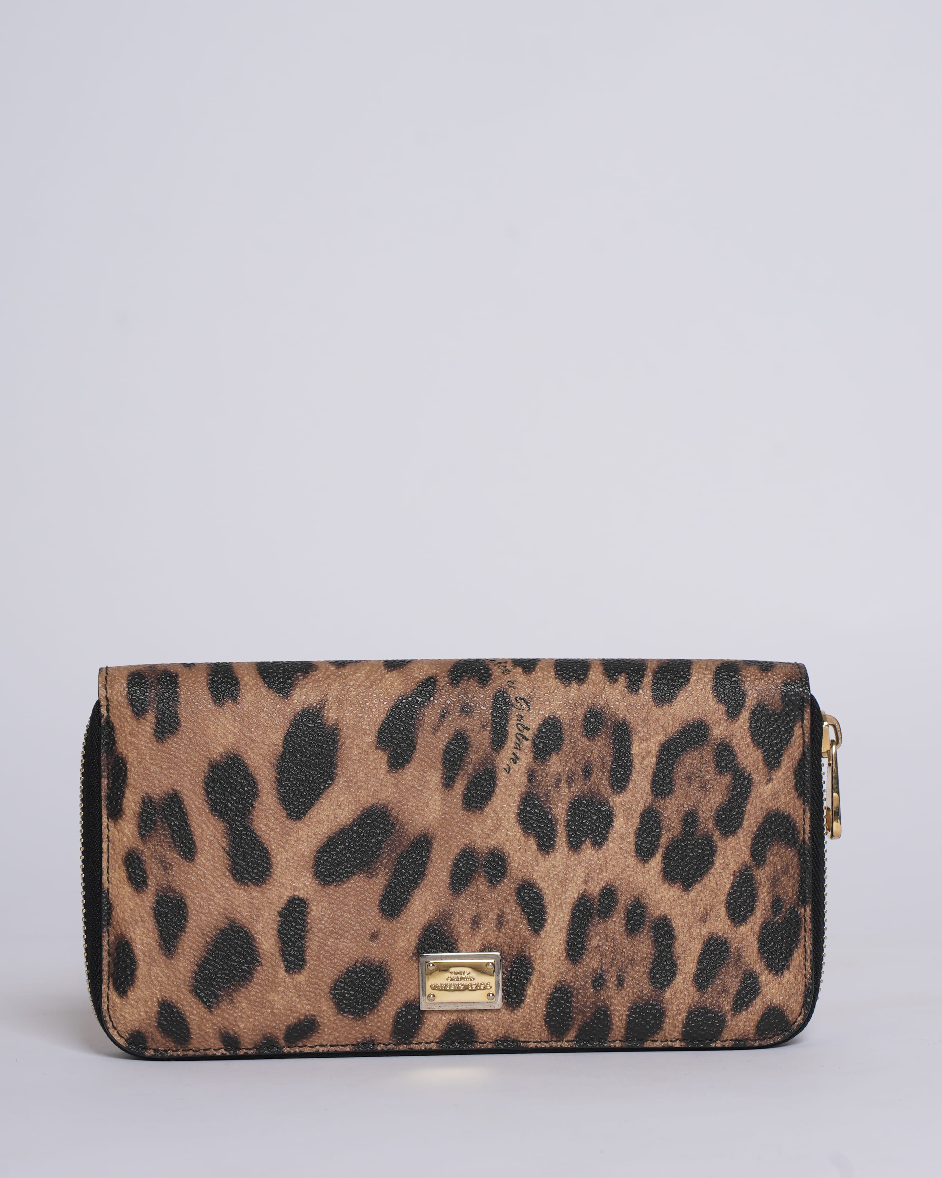 Dolce & Gabbana Leopard Print Coated Canvas Zip-Around Wallet