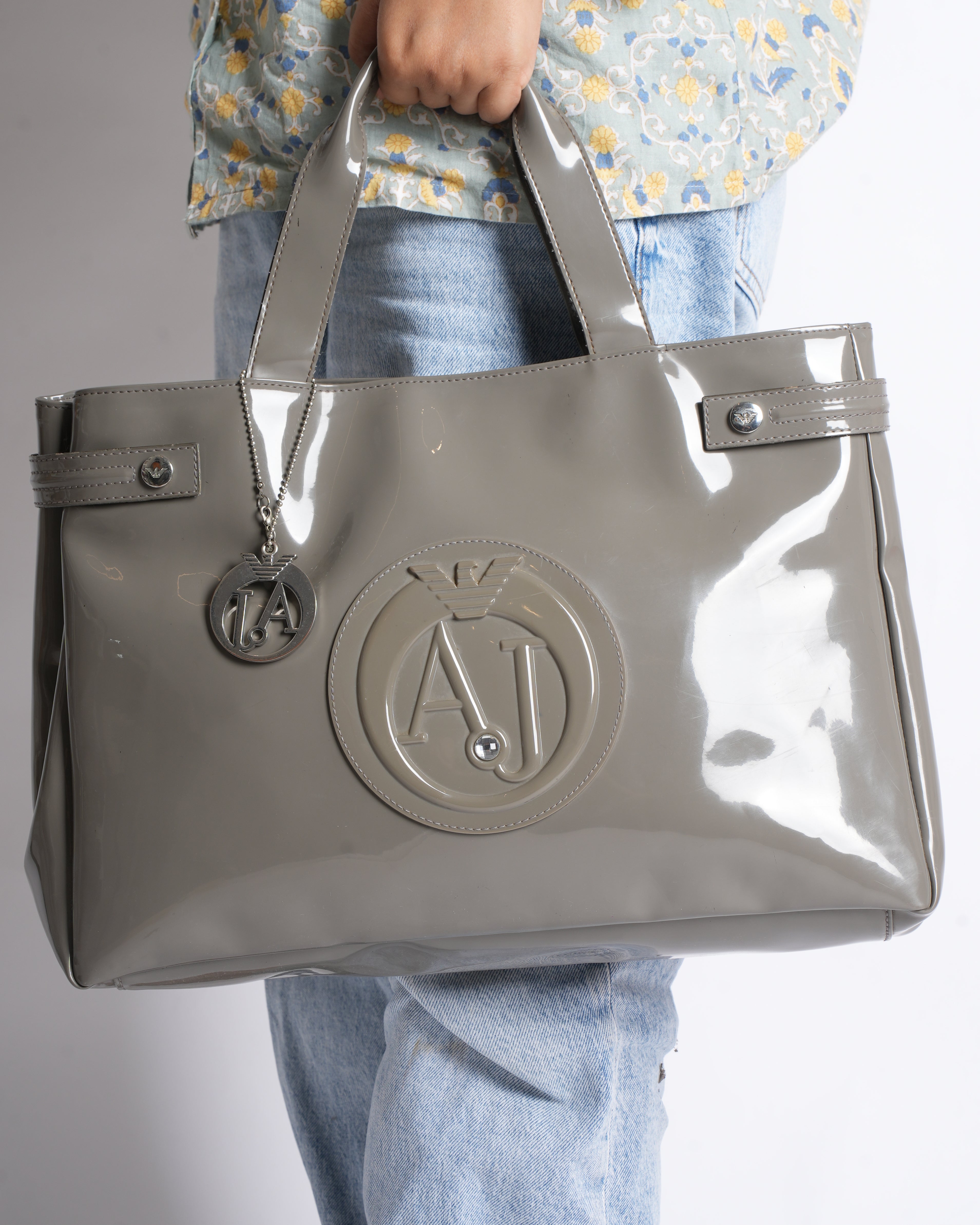 Armani Jeans Tote Bag In Grey
