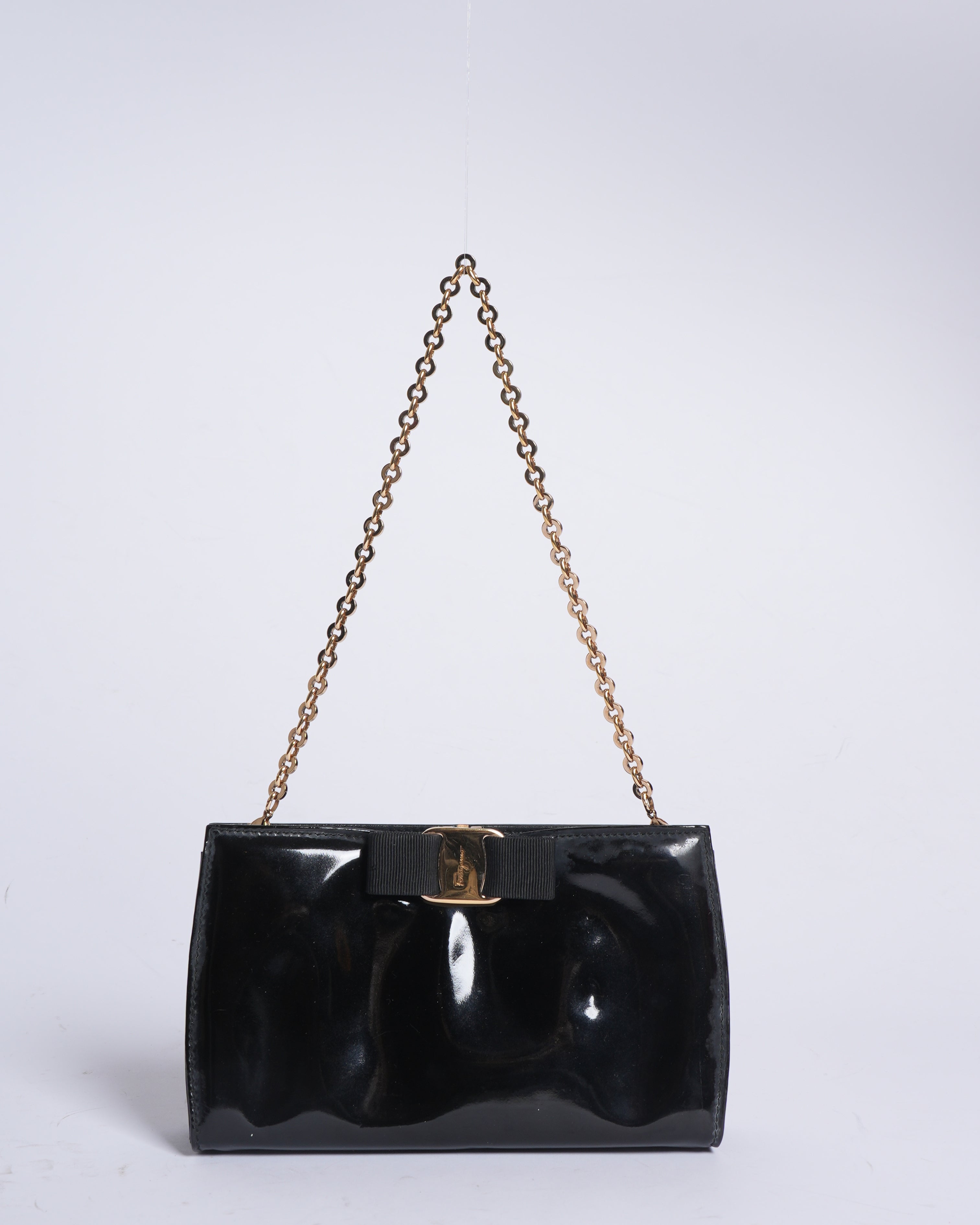 Salvatore Ferragamo Patent Leather Black Crossbody Bag