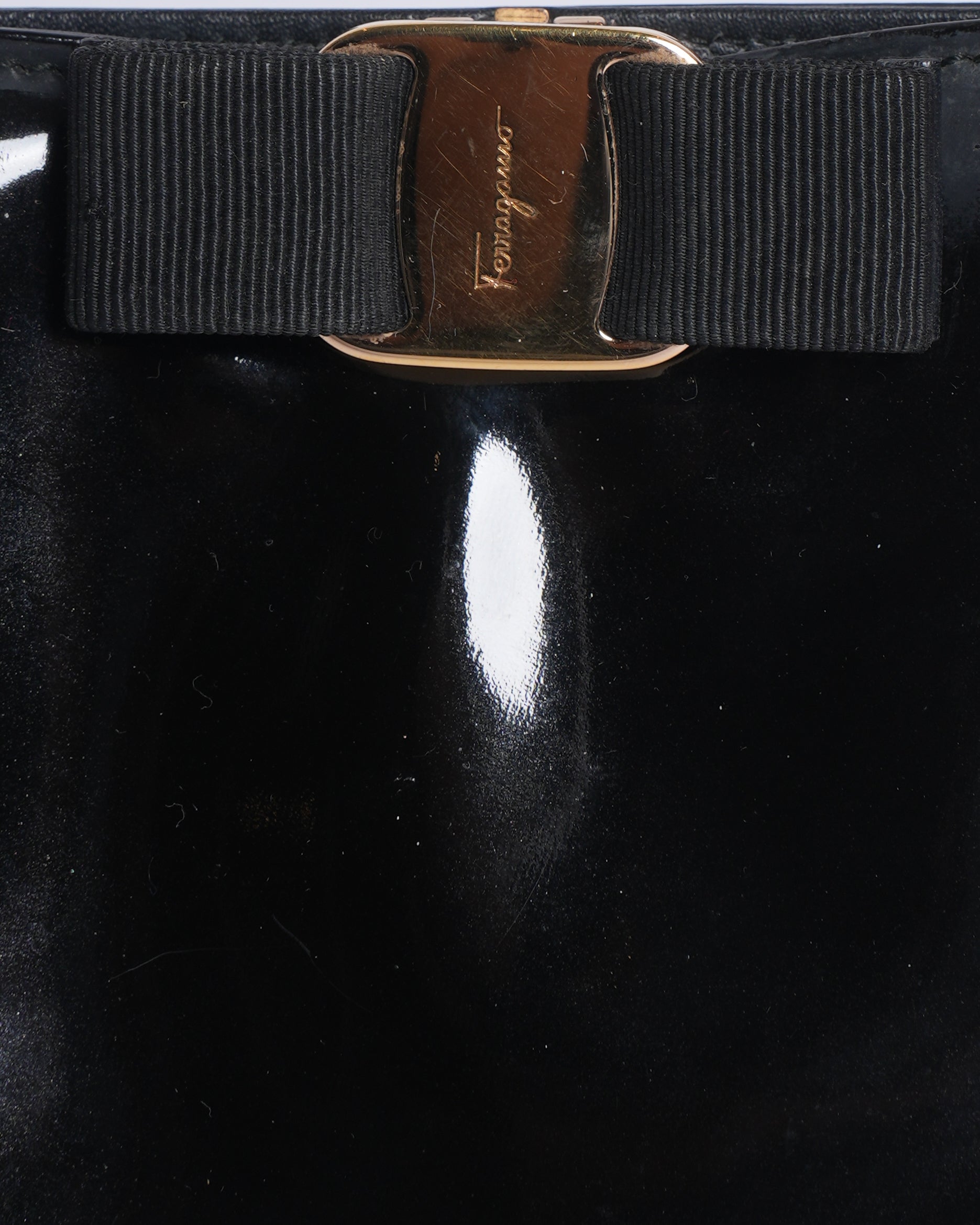 Salvatore Ferragamo Patent Leather Black Crossbody Bag