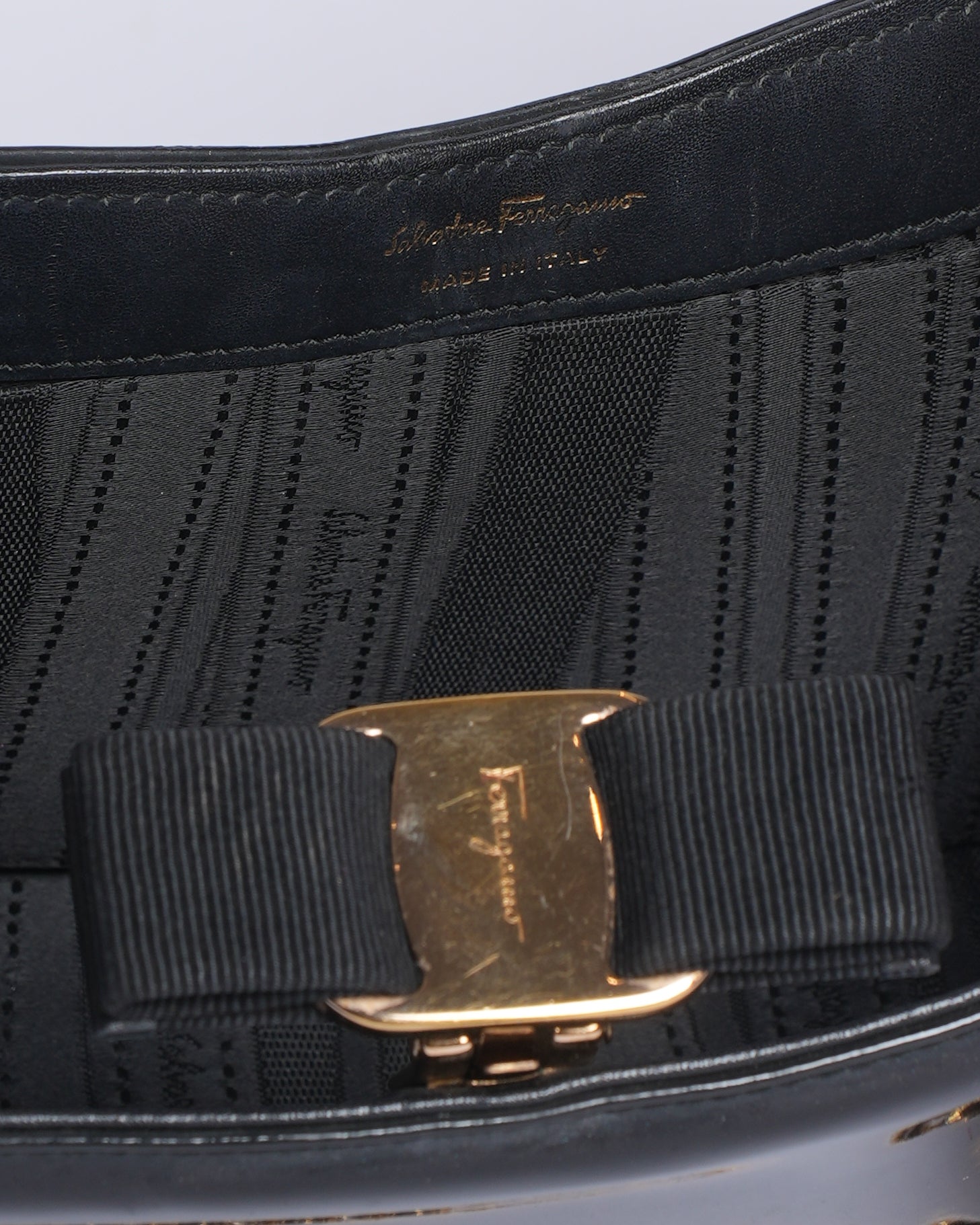 Salvatore Ferragamo Patent Leather Black Crossbody Bag