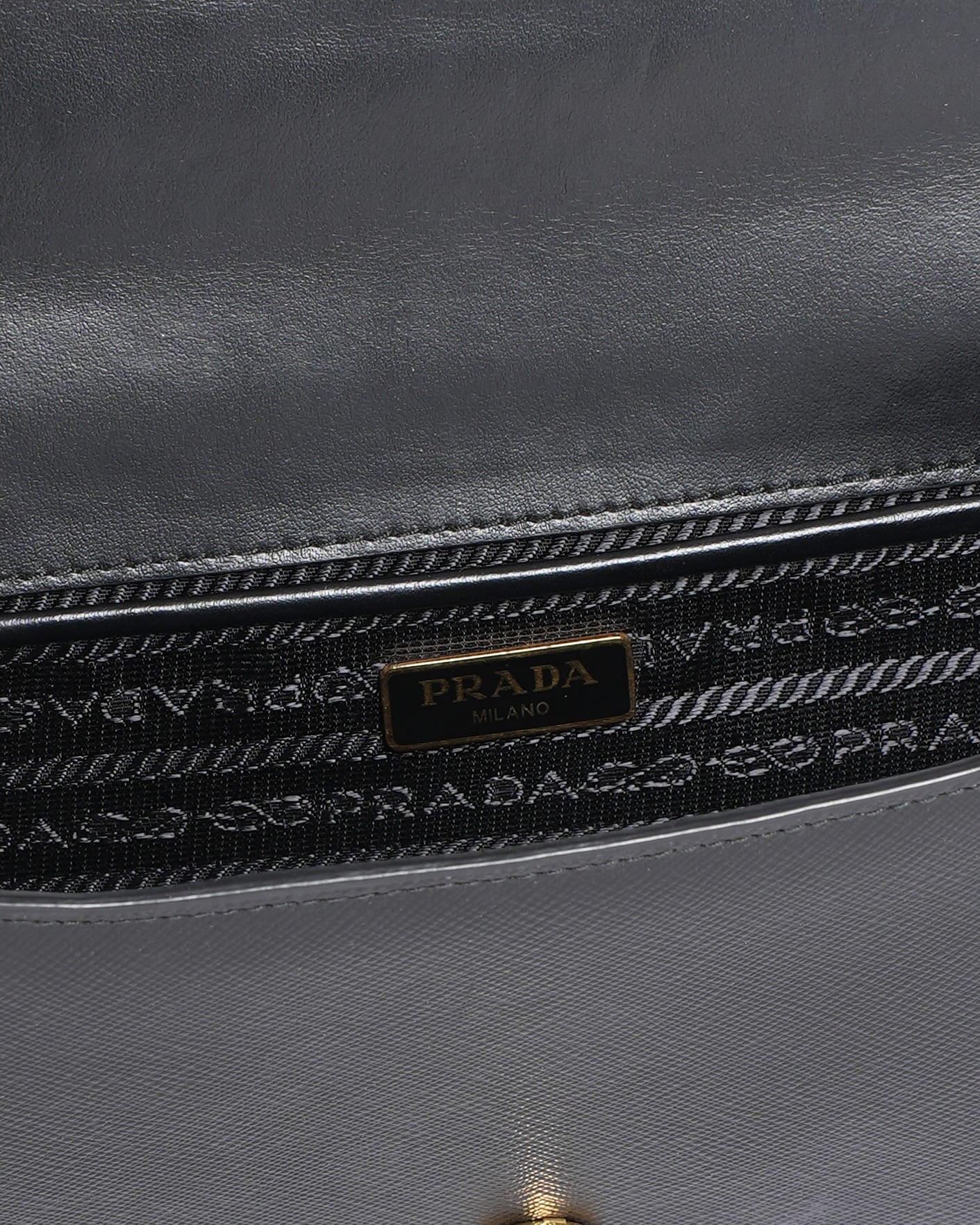 Prada Saffiano Leather Flap Chain Crossbody Bag in Black