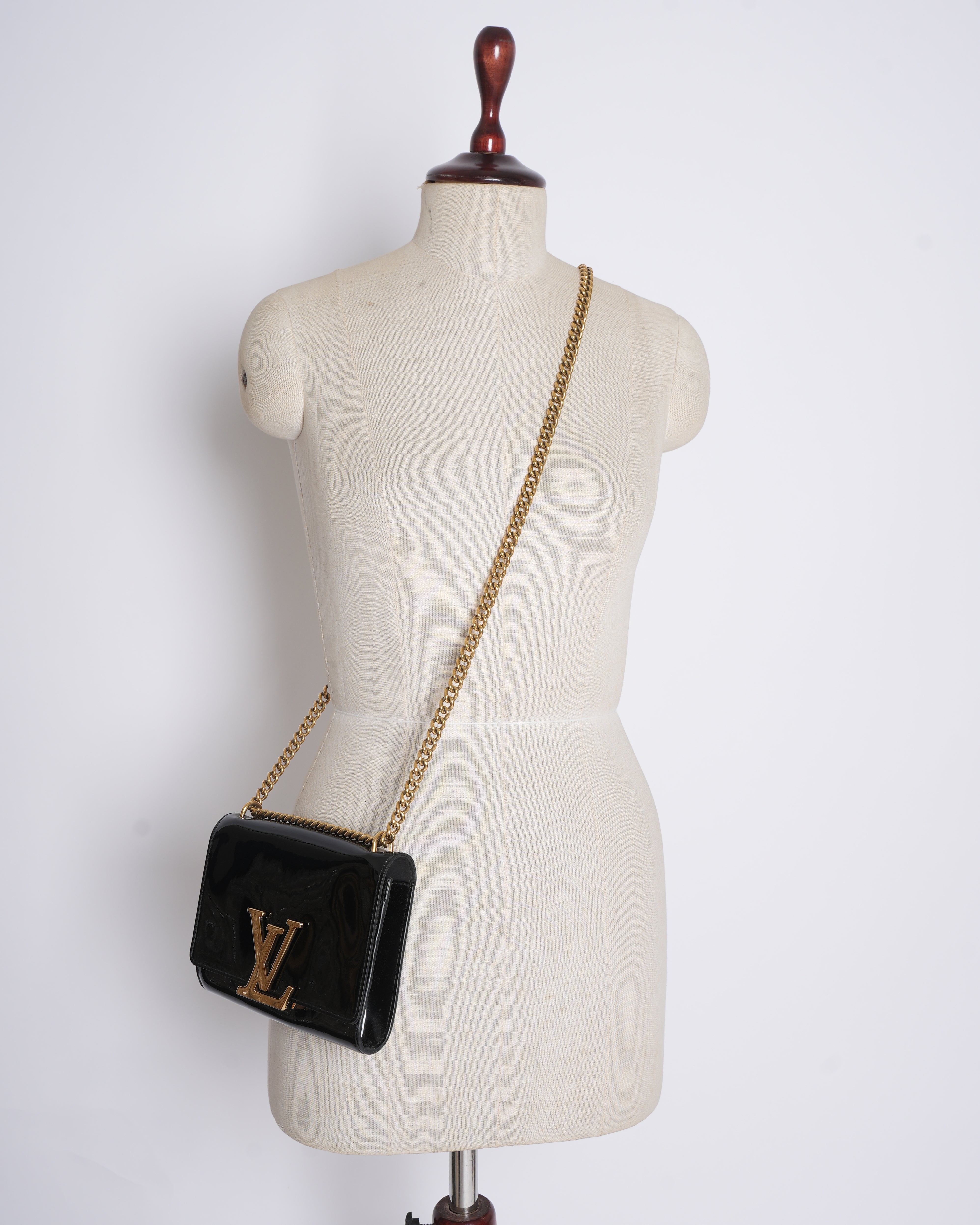 Louis Vuitton Black Patent Leather Cjaon Louis Shoulder Bag