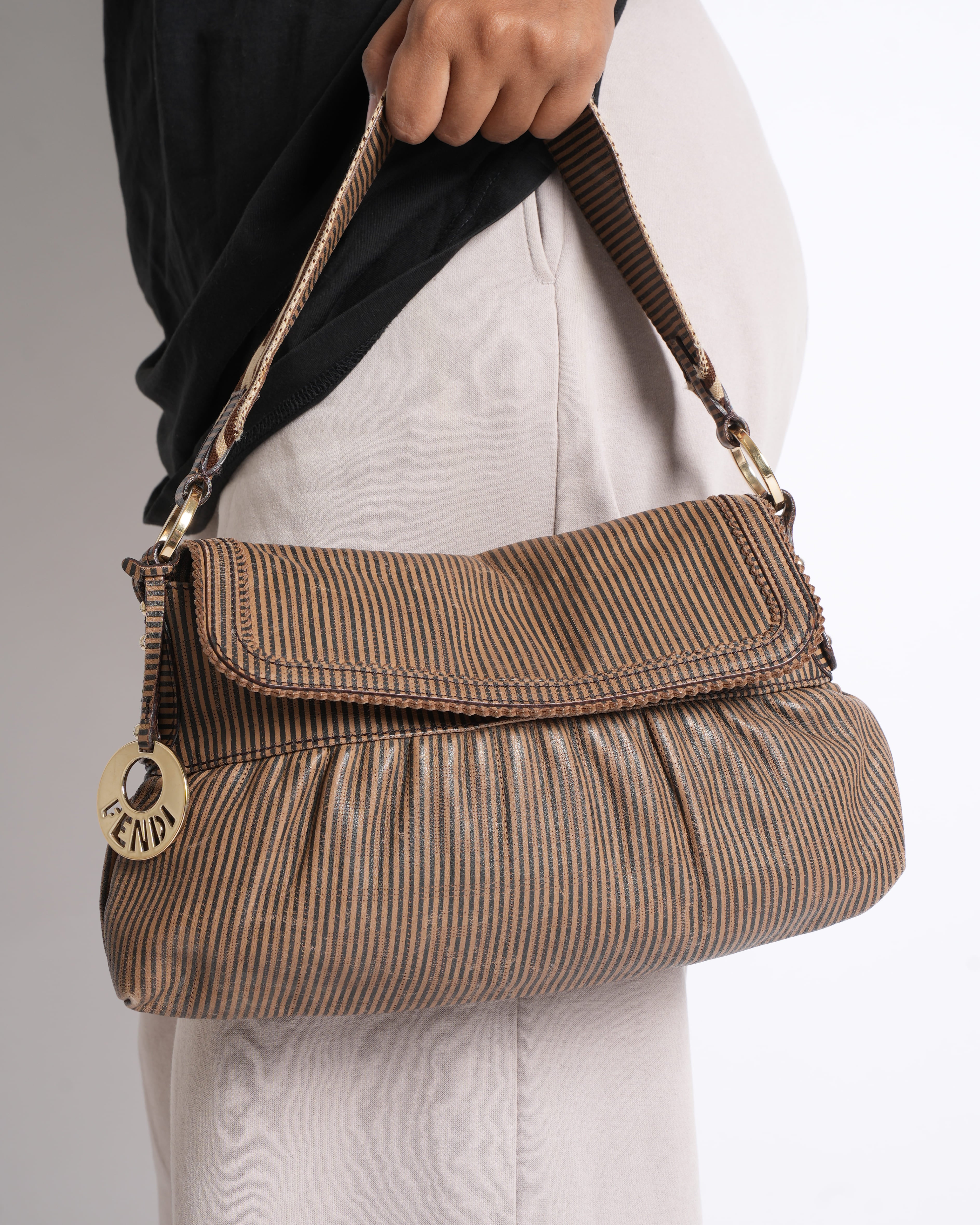 Fendi Mini Striped Chef Shoulder Bag