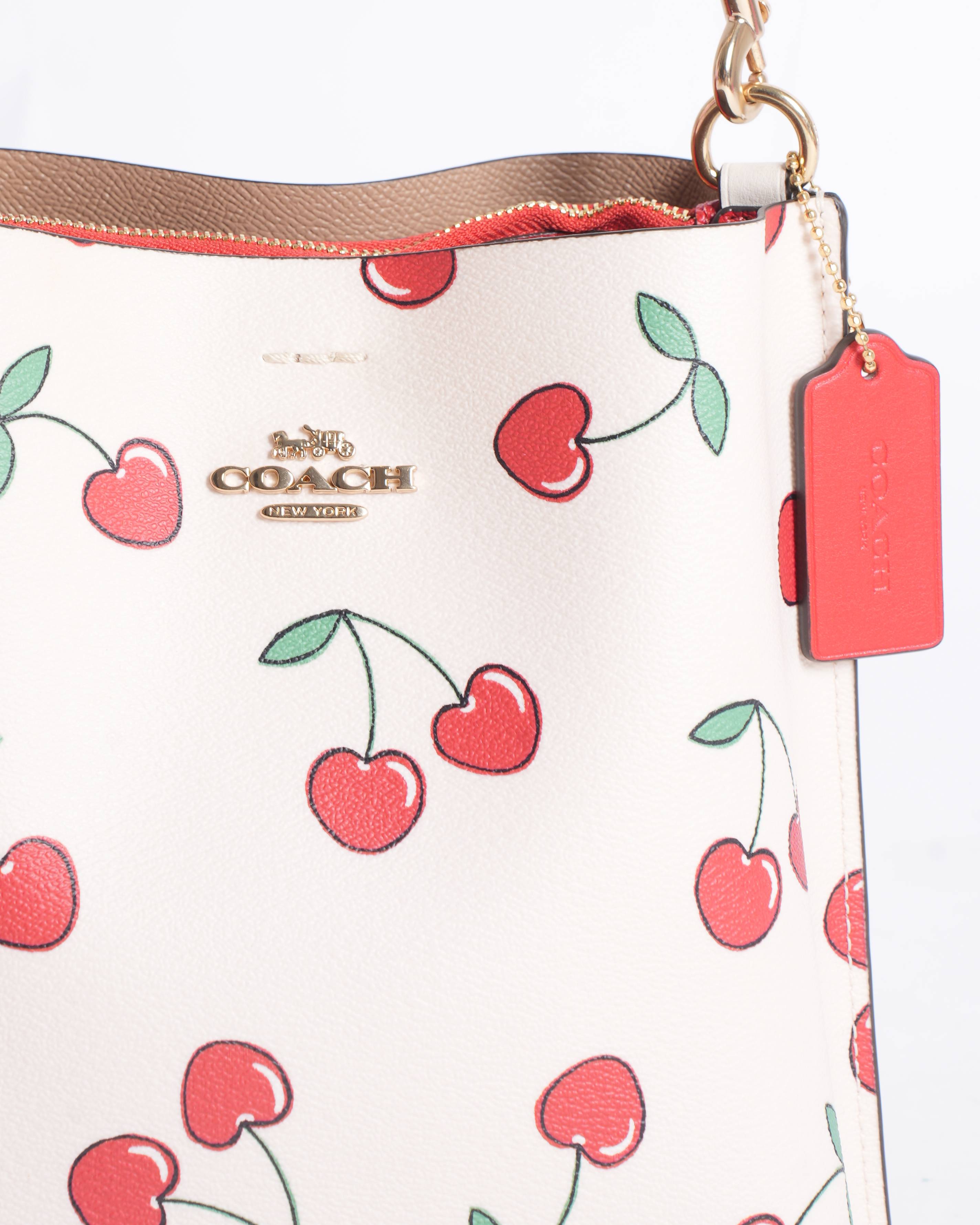 New Coach Cherry Printed Mollie 22 Bucket Bag