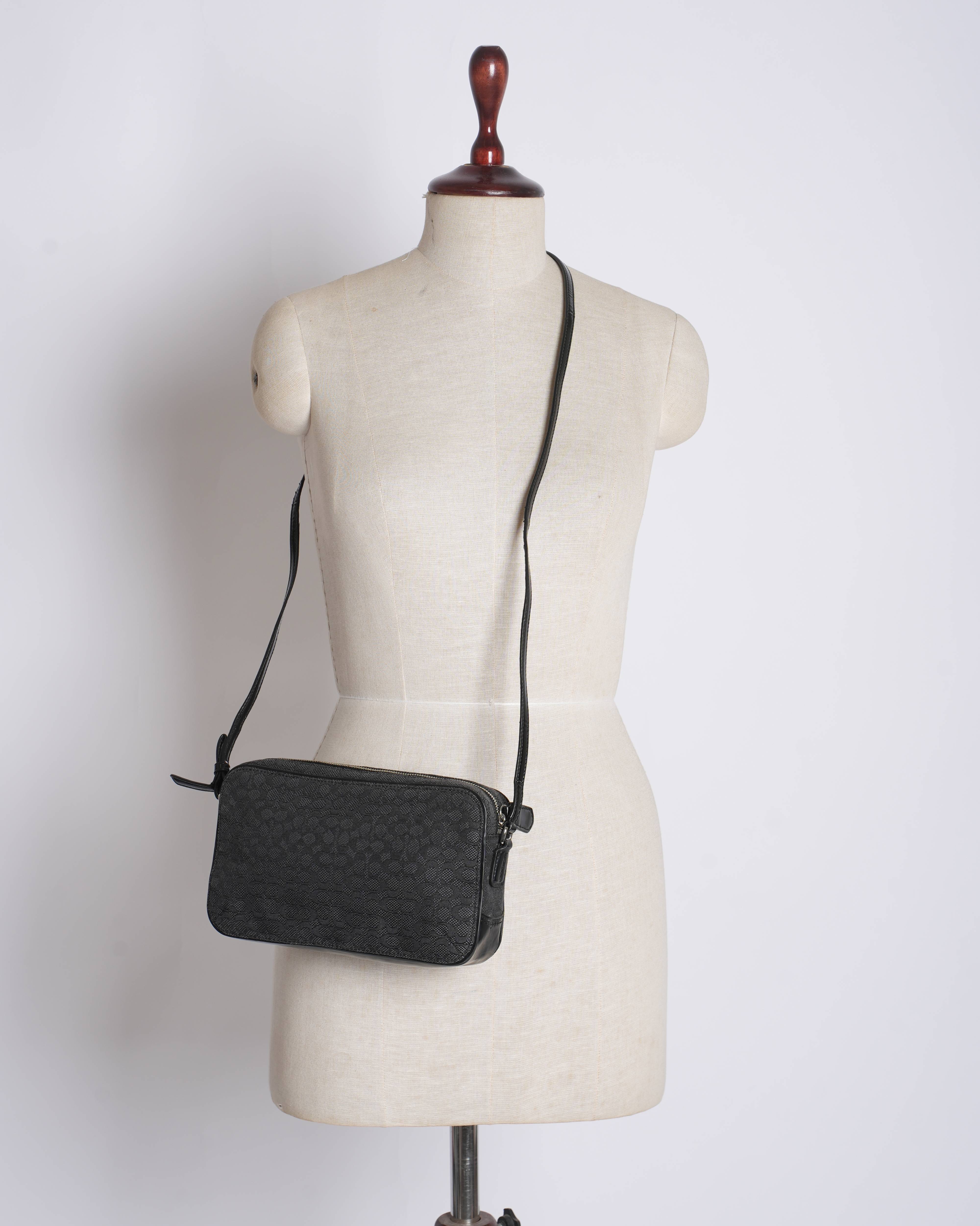 Coach Monogram Canvas & Leather Crossbody Bag In Black