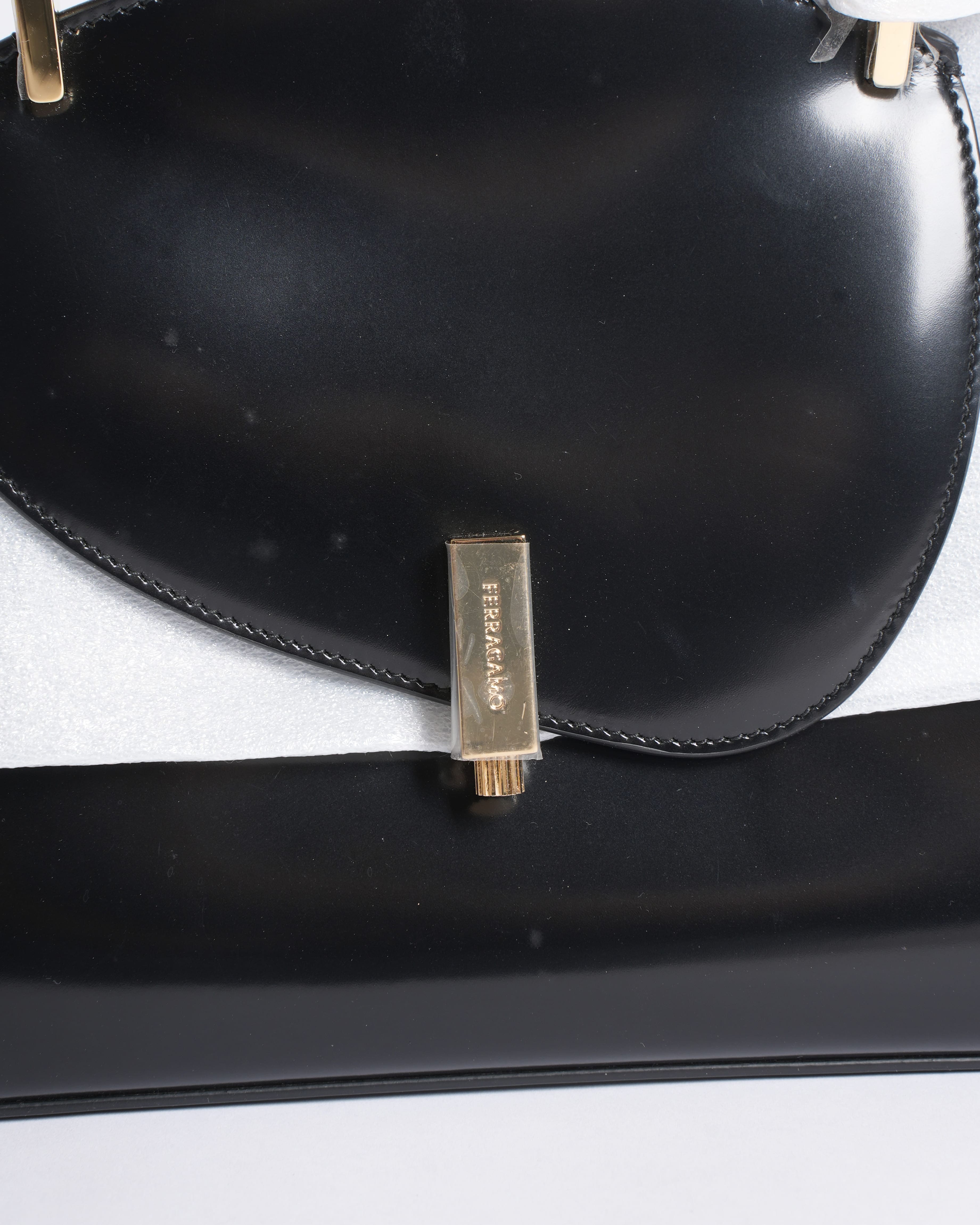 New Salvatore Ferragamo Geometric Small Top Handle Bag with Crossbody Strap