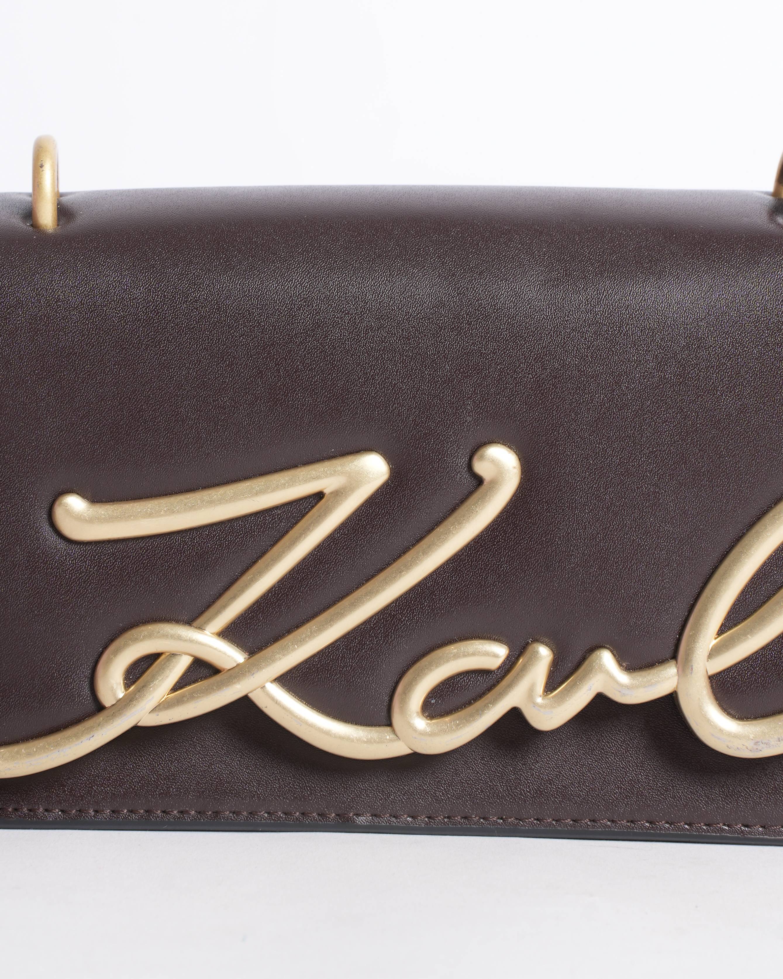 Karl lagerfeld brown leather crossbody bag