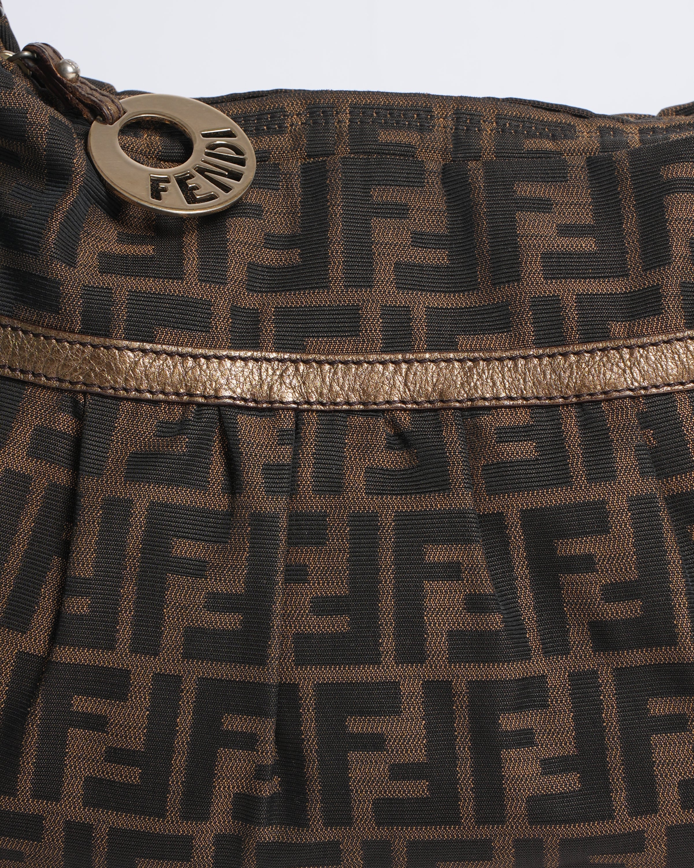 Fendi Monogram Canvas & Leather Shoulder Bag