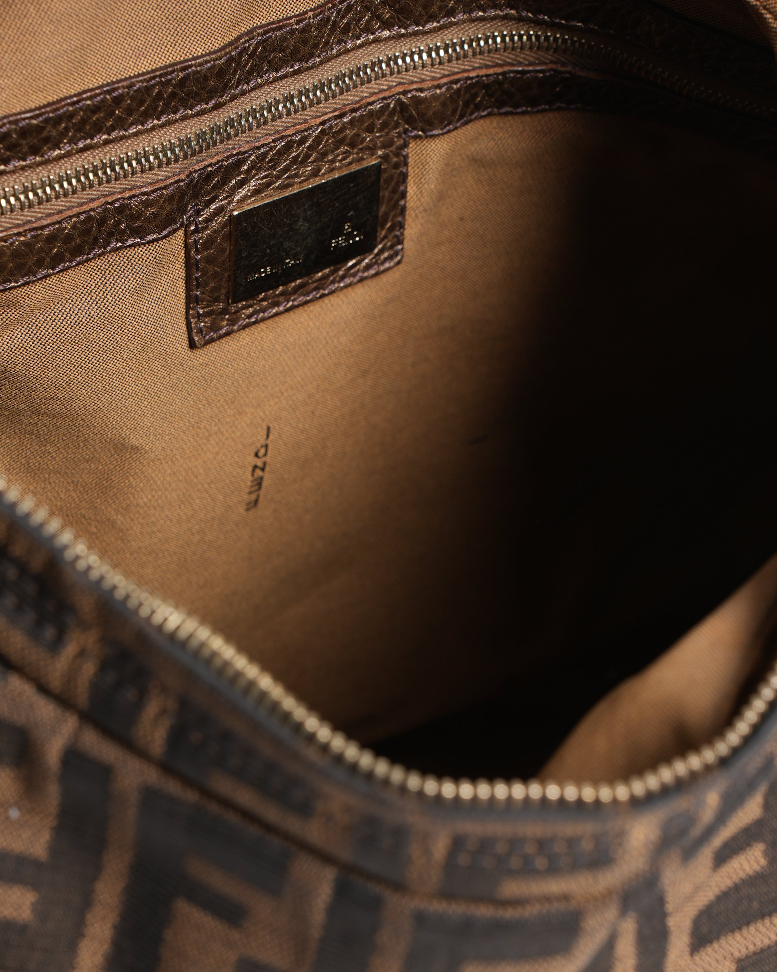 Fendi Monogram Canvas & Leather Shoulder Bag