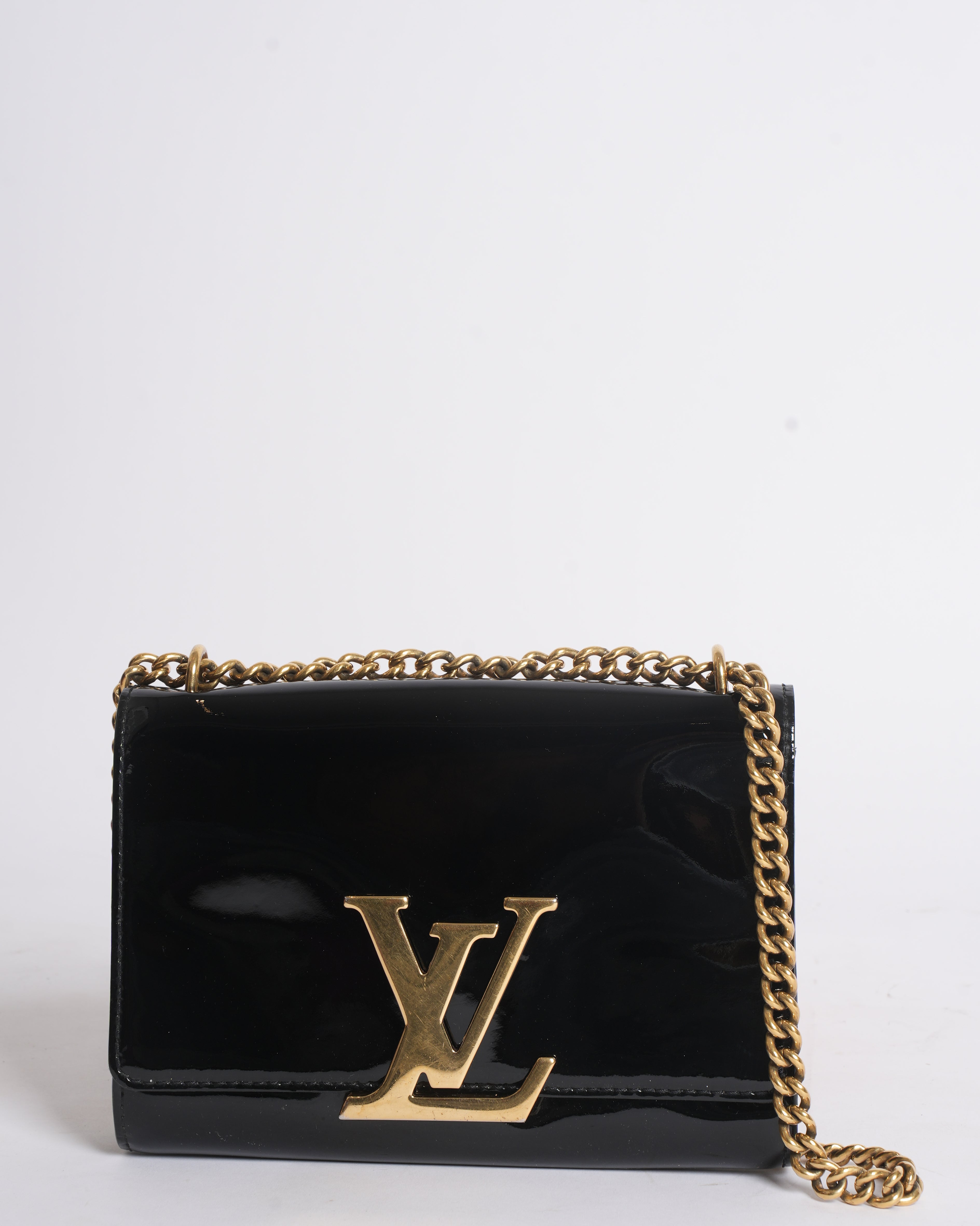 Louis Vuitton Black Patent Leather Cjaon Louis Shoulder Bag