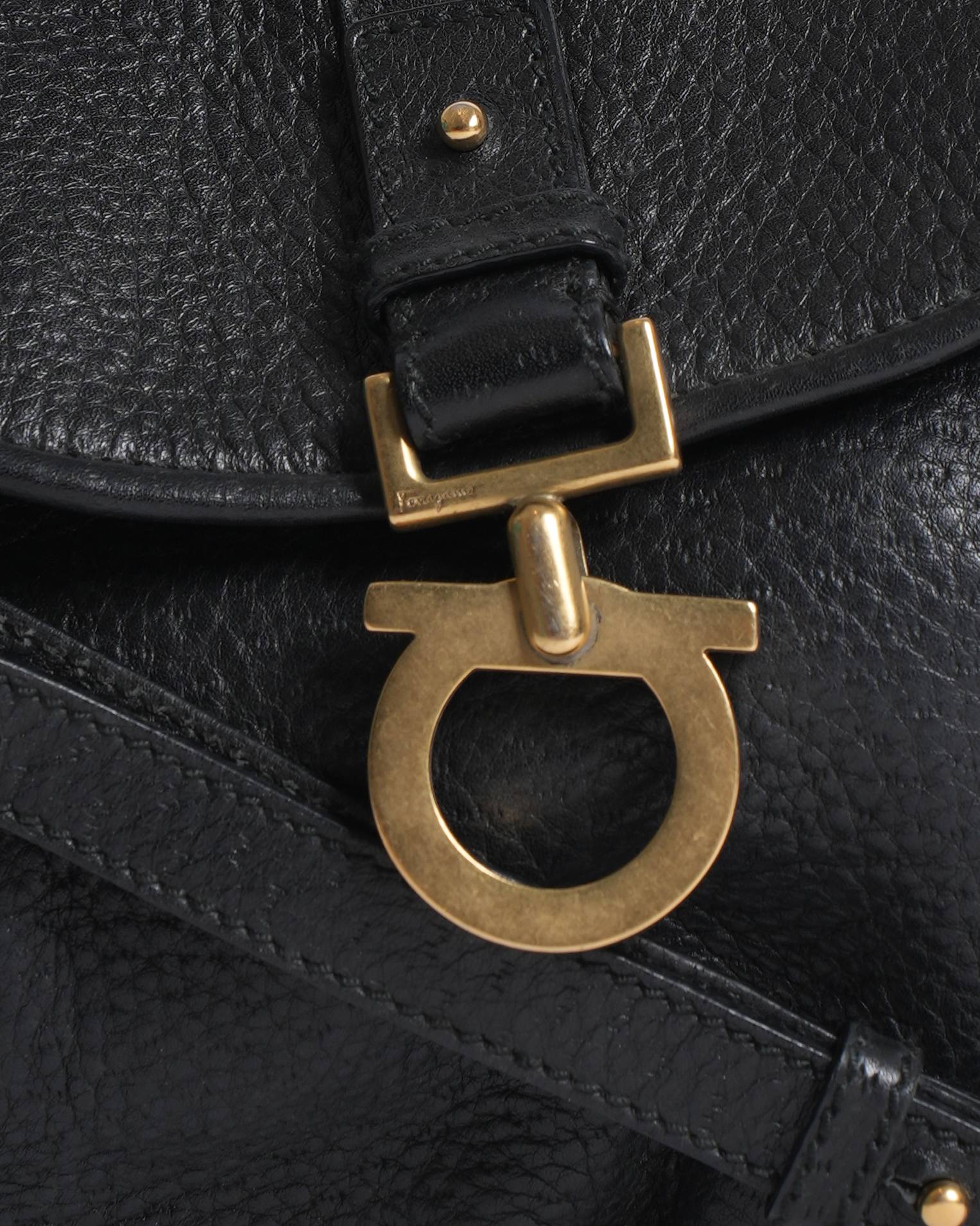 Salvatore Ferragamo black gancio flap crossbody bag