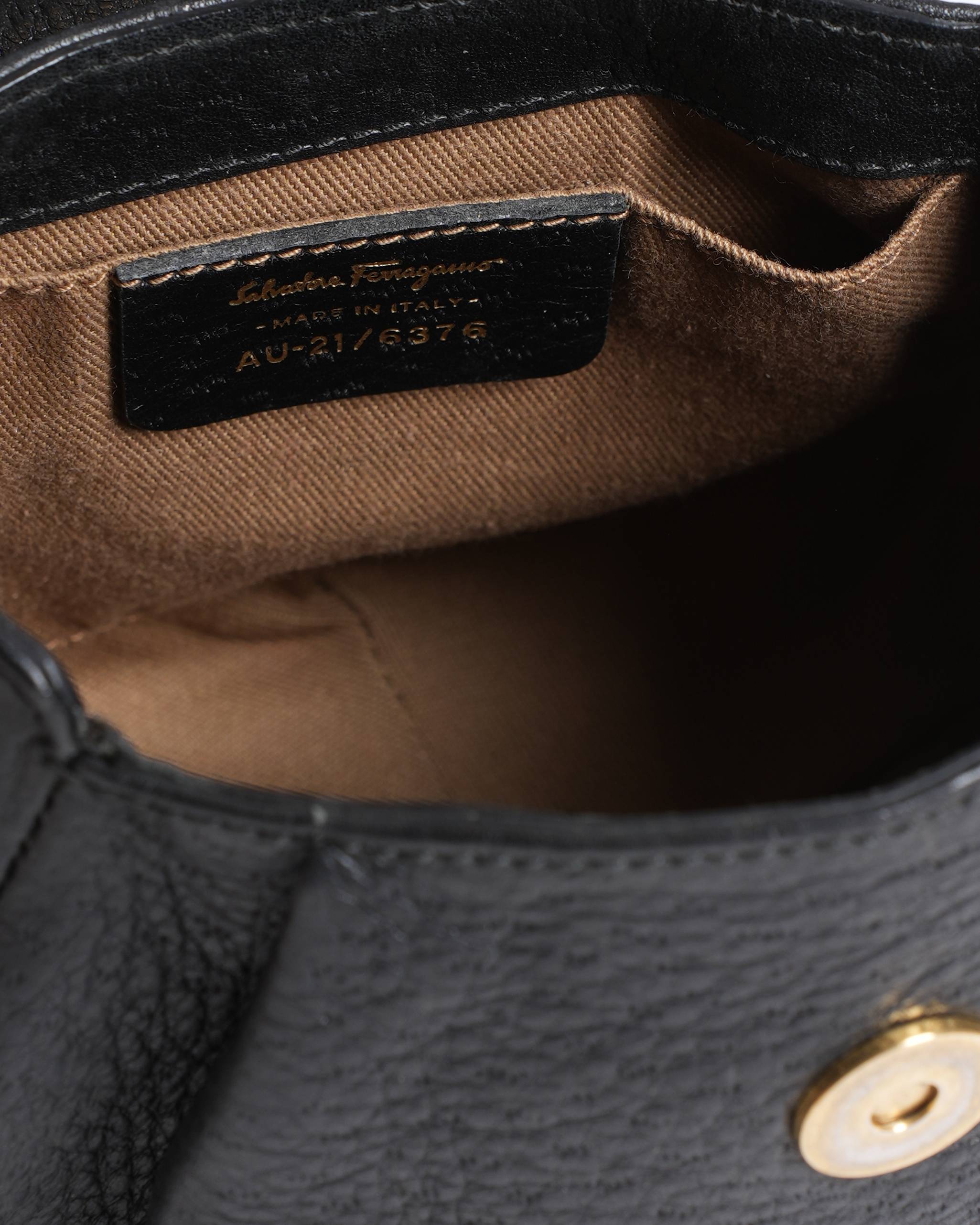 Salvatore Ferragamo black gancio flap crossbody bag