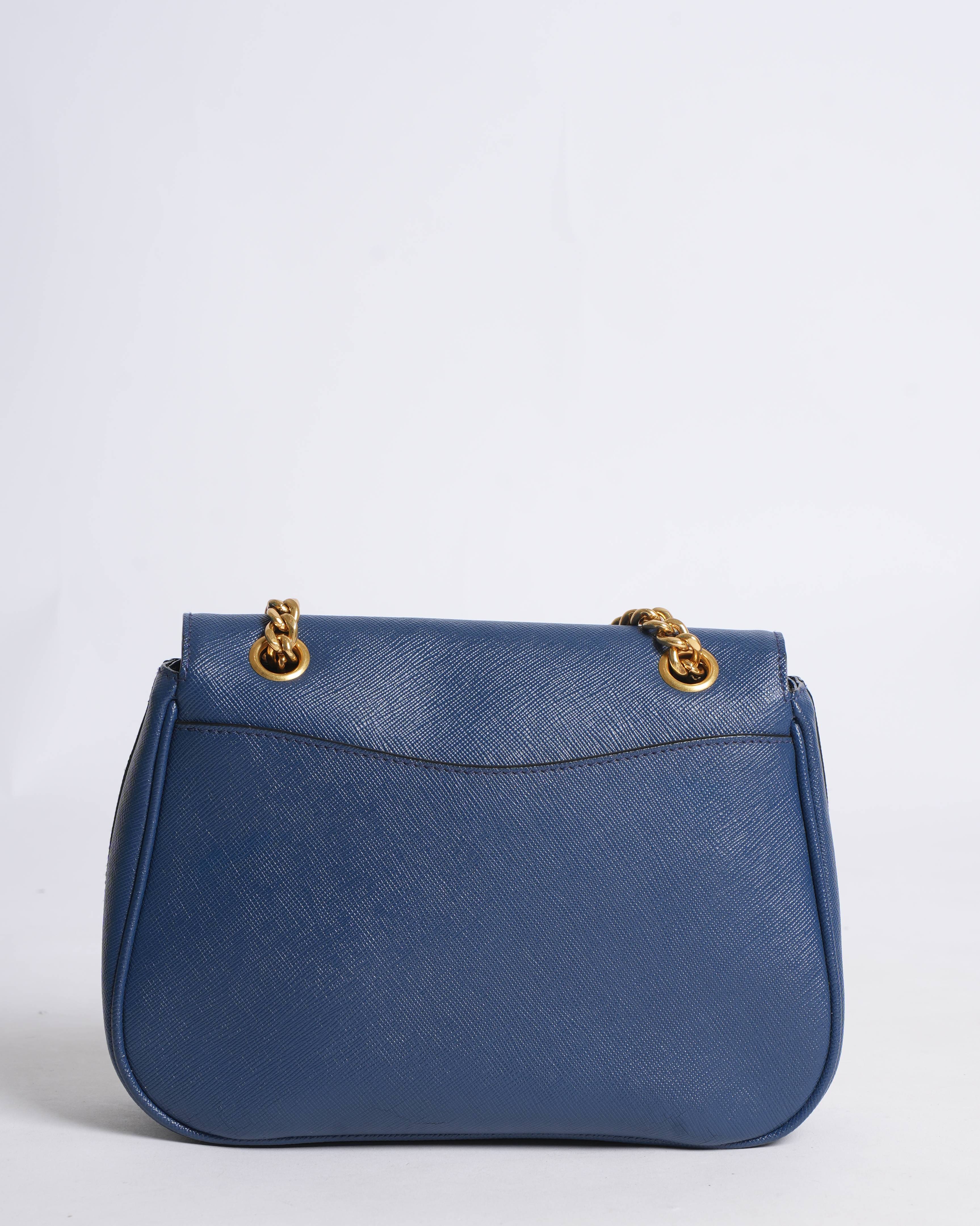 Prada pattina flap shoulder bag in saffiano leather