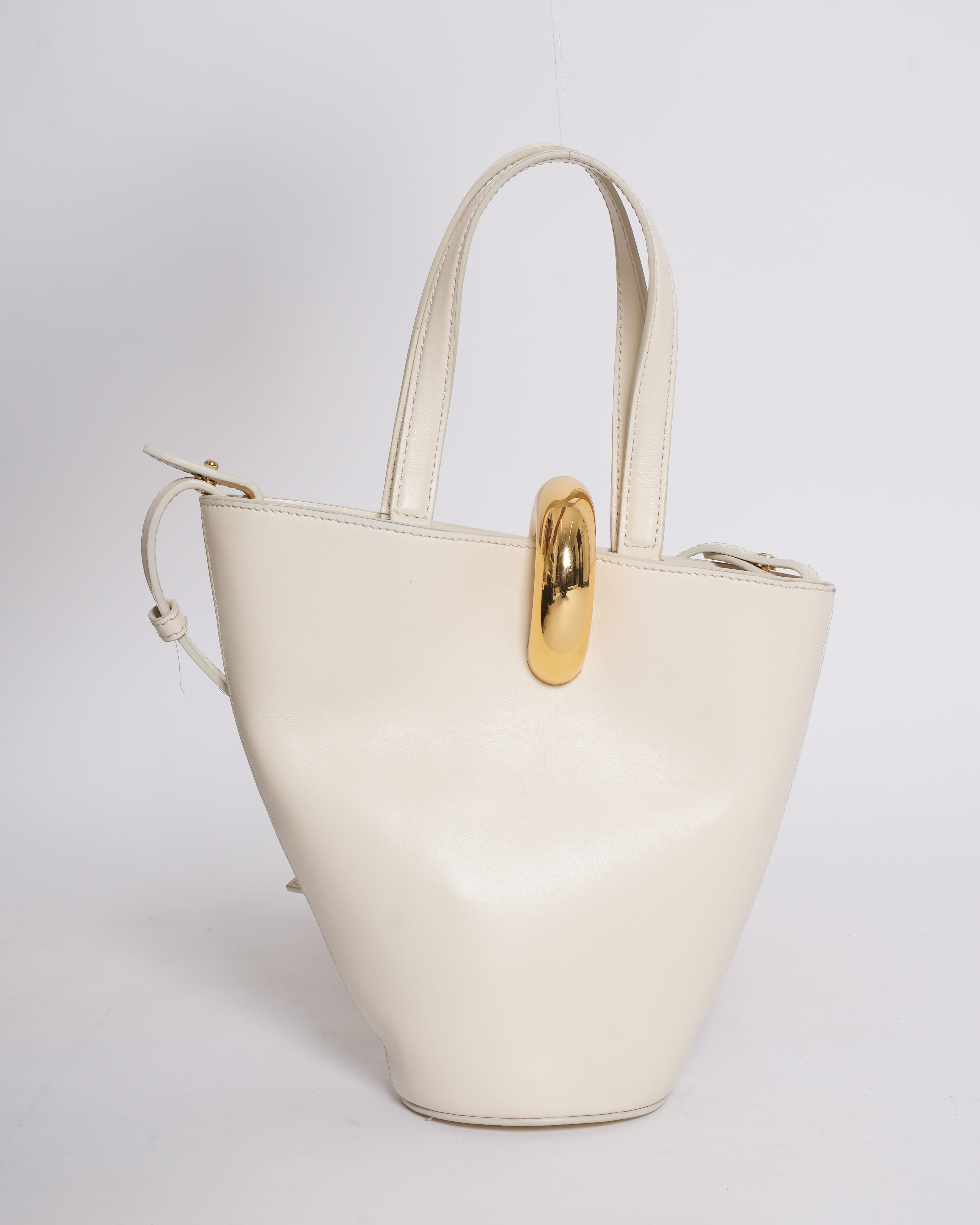 New Jacquemus Le Petit Bambola white leather bag