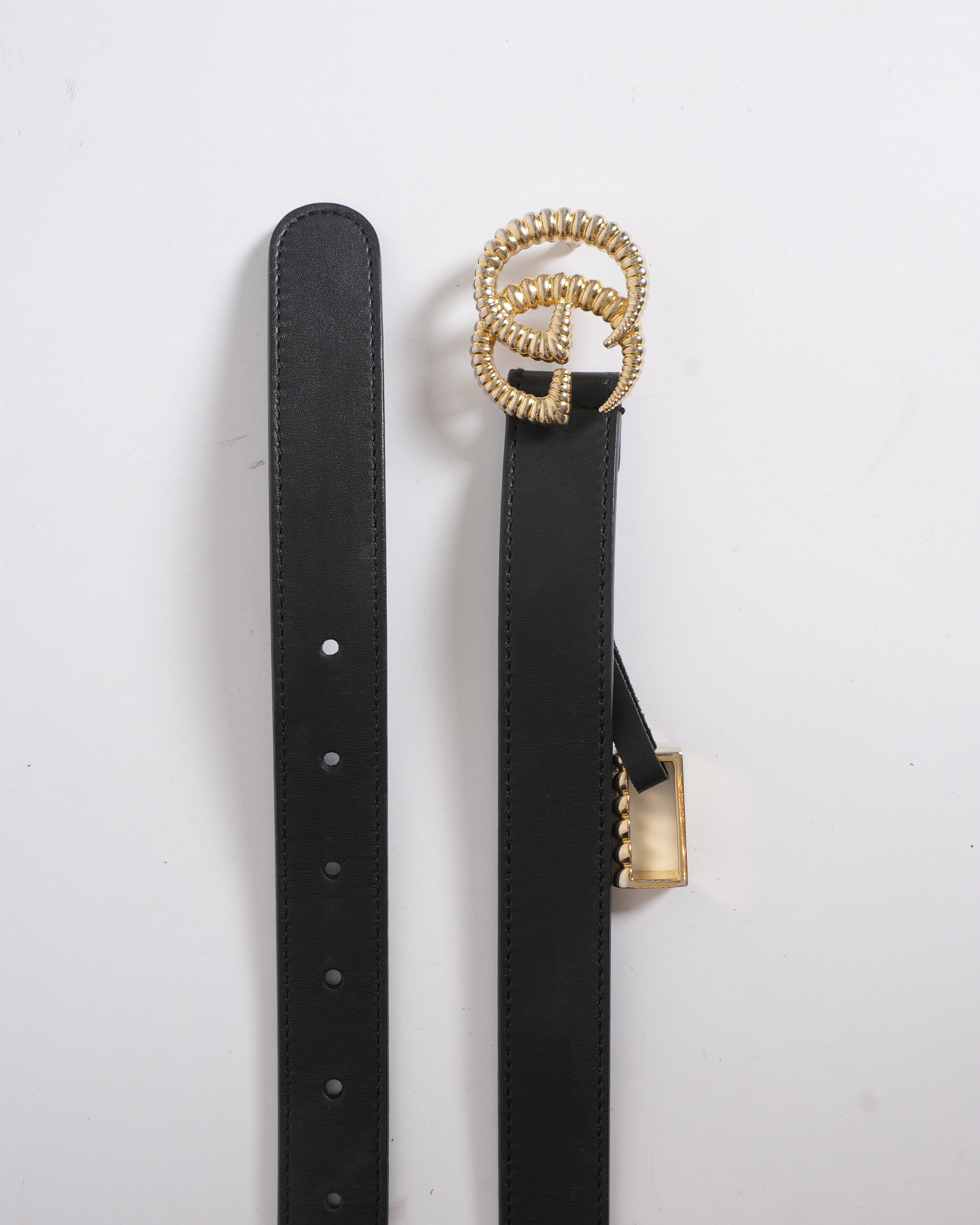 Gucci Women's Belt With Torchon Double G Buckle In Black Leather