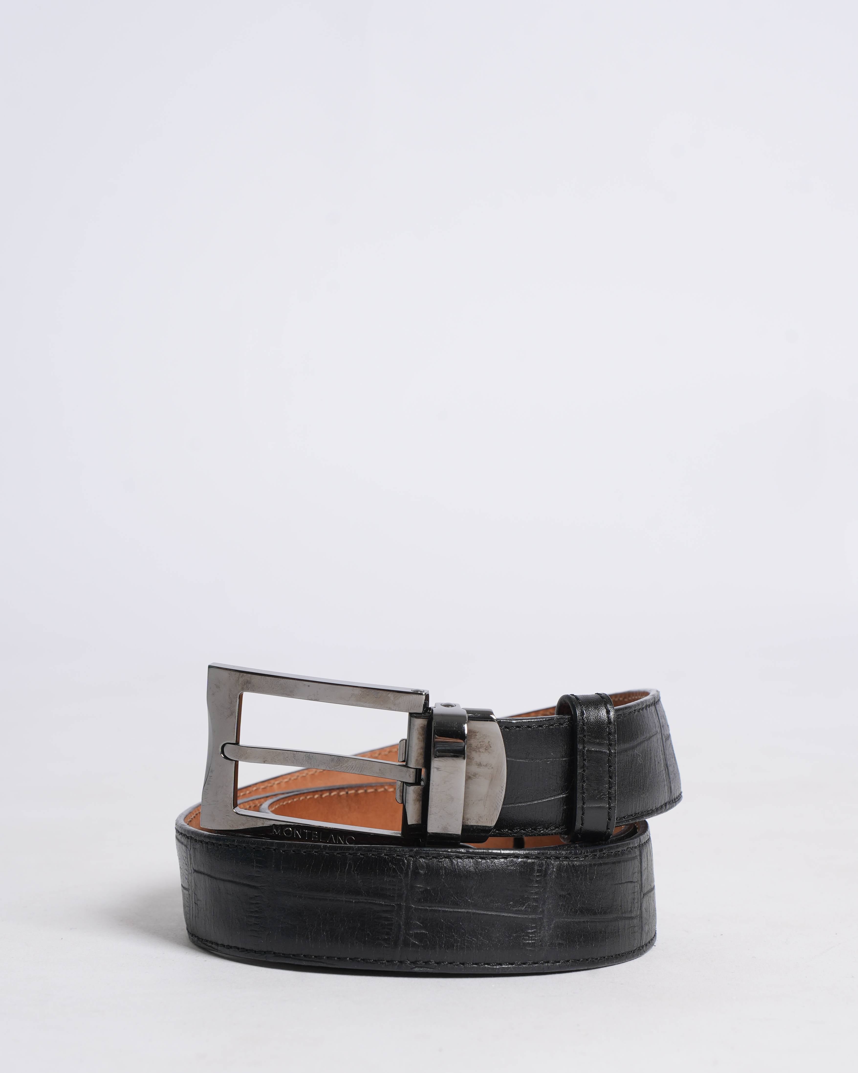 Montblanc black leather belt