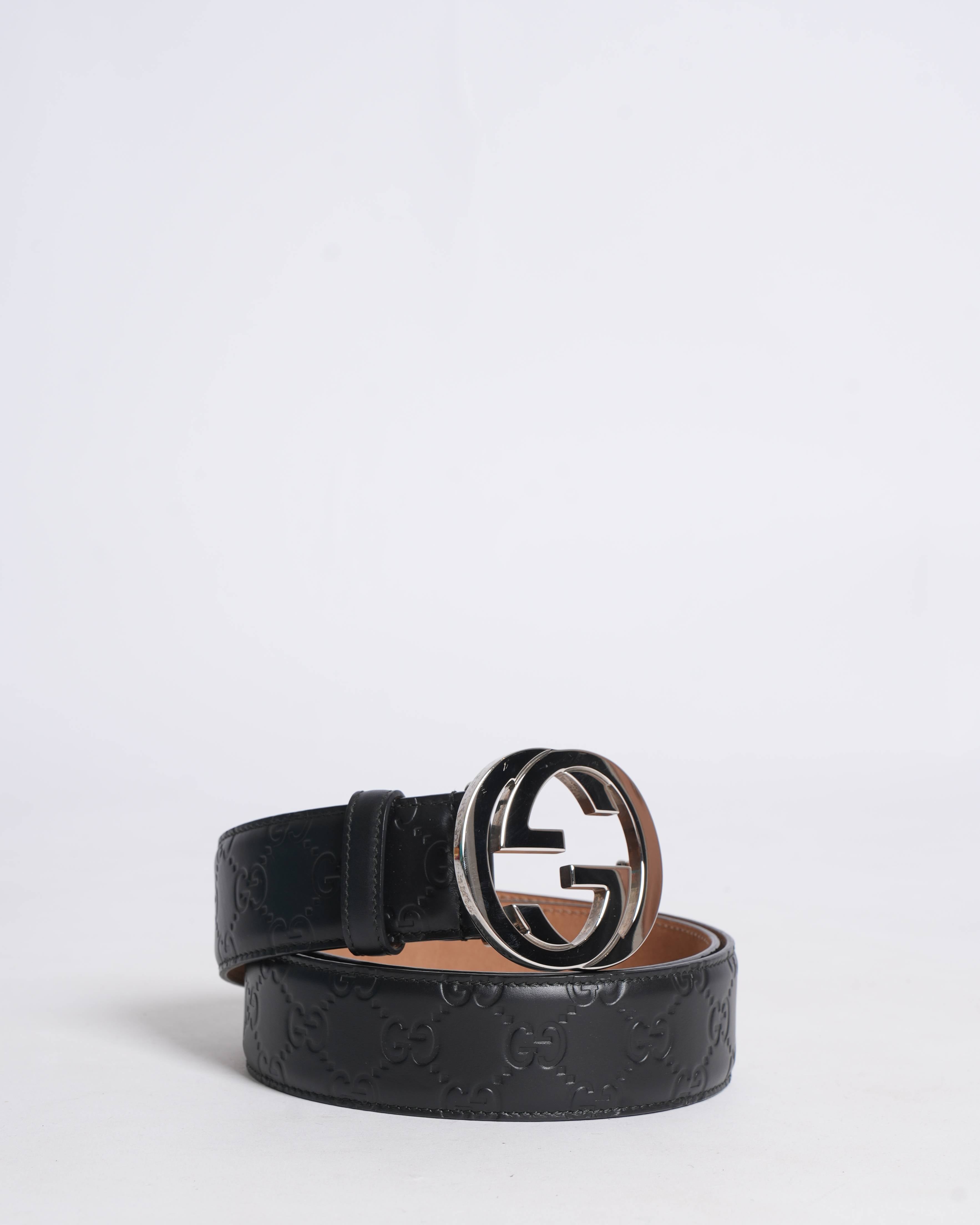 New Gucci Embossed black men's belt