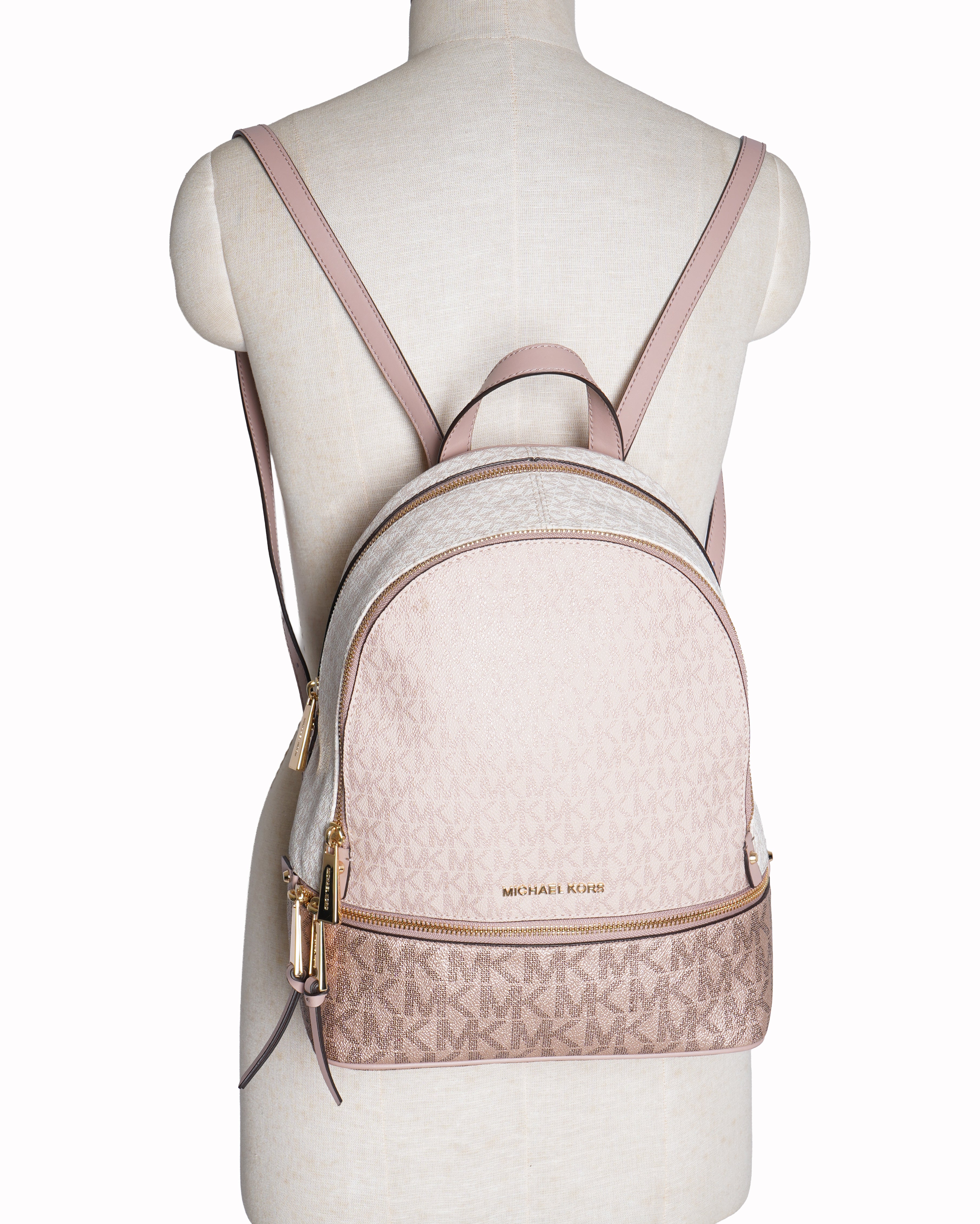 New Michael Kors Rhea Medium Color-Block Signature Logo Backpack