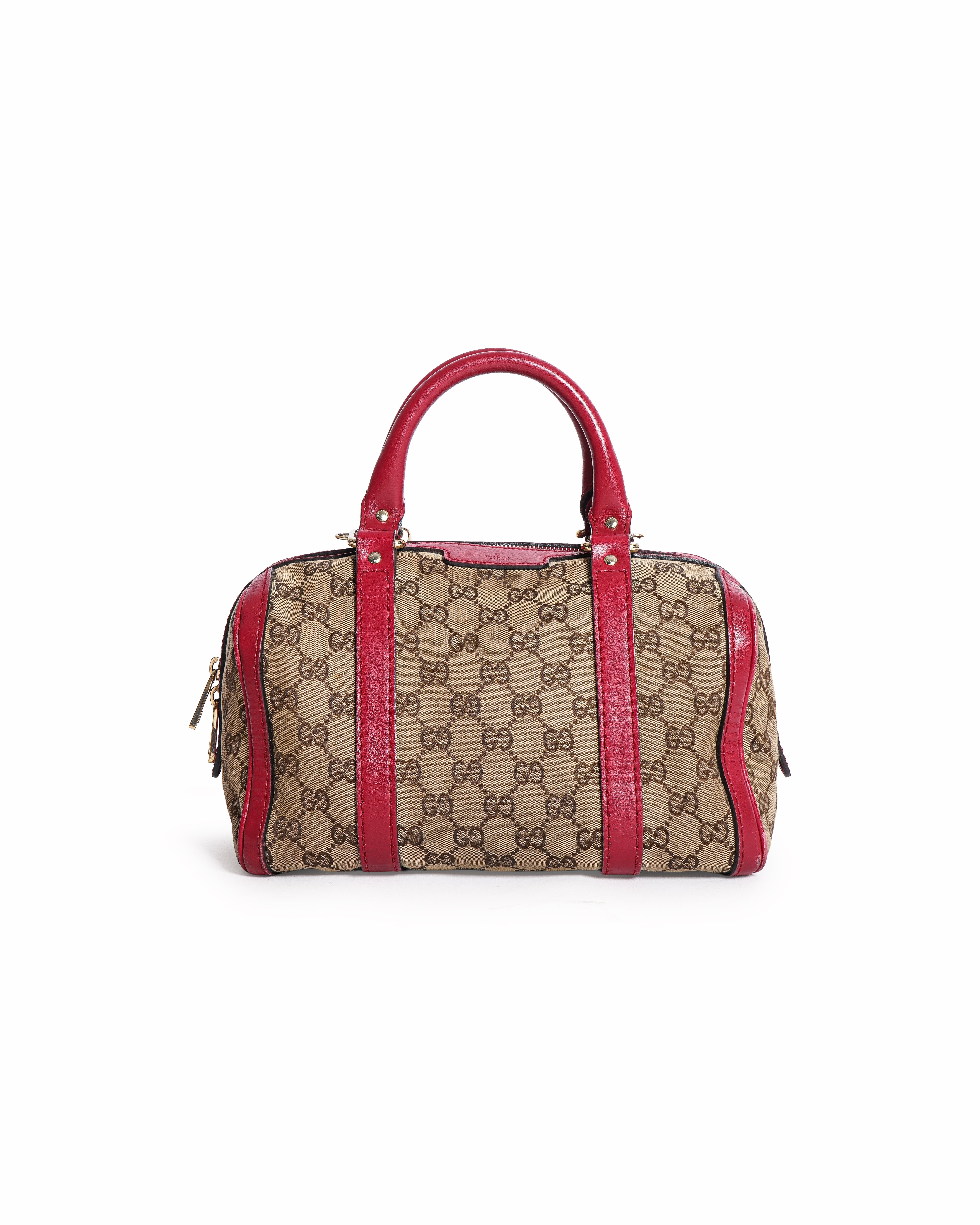 Gucci Beige/Red GG Canvas And Leather Joy Boston Bag