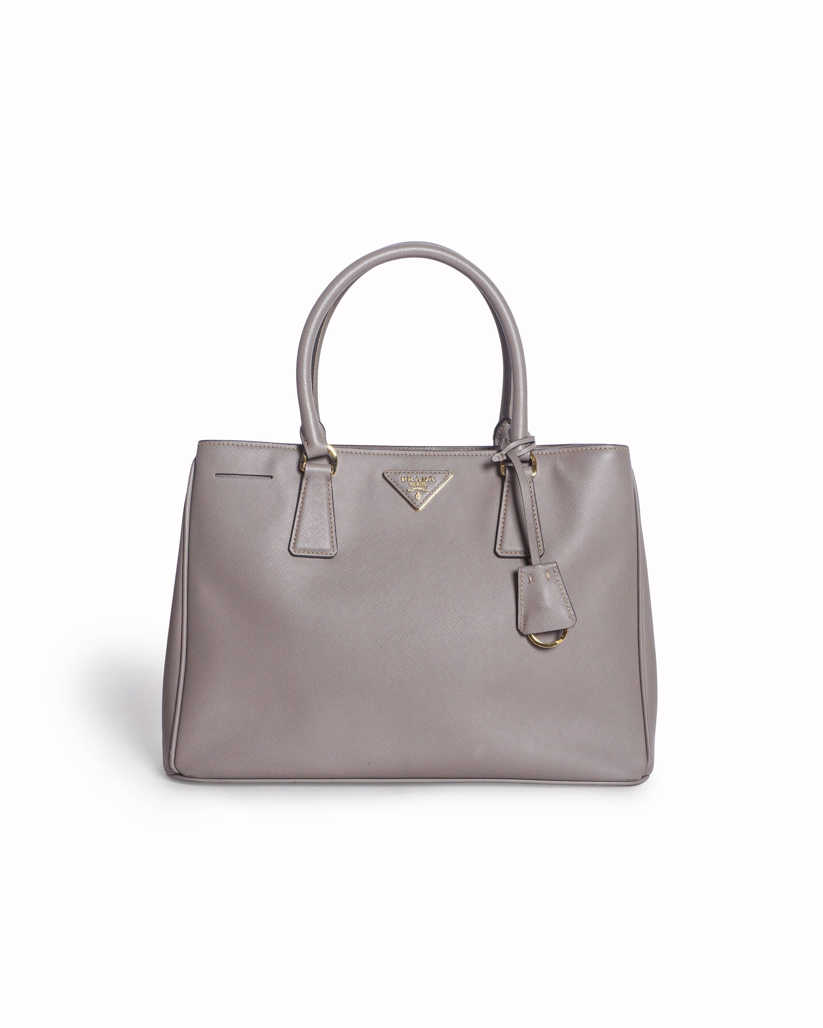 Prada Taupe Saffiano Leather Galleria Tote Bag