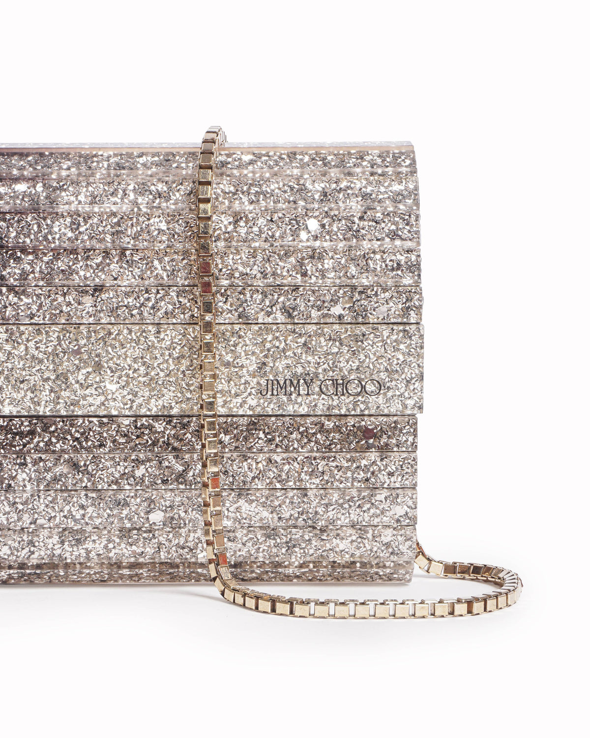 Jimmy Choo Sweetie Metallic Dégradé Glitter Plexi Clutch