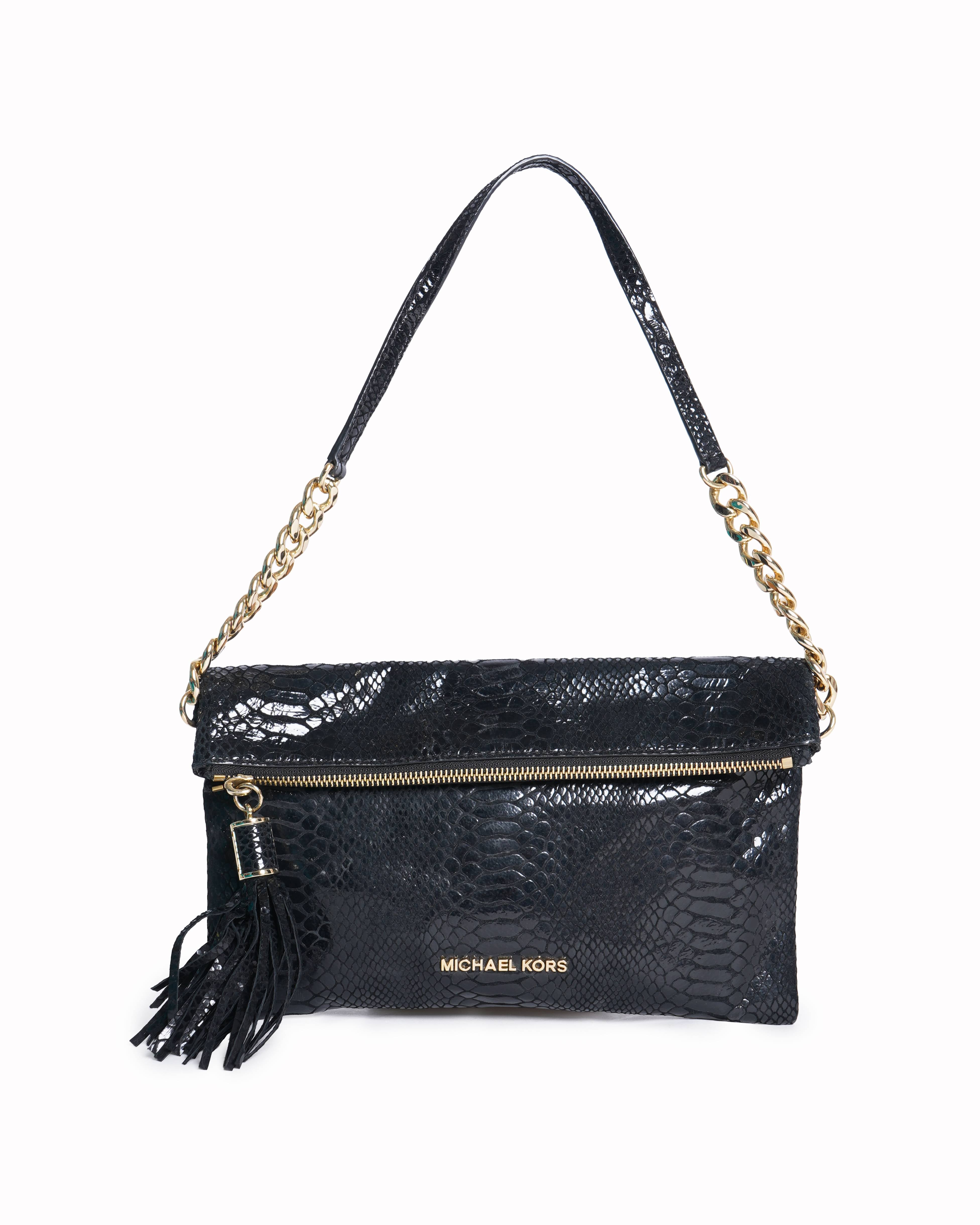 Michael Kors Python-Embossed Leather Shoulder Bag
