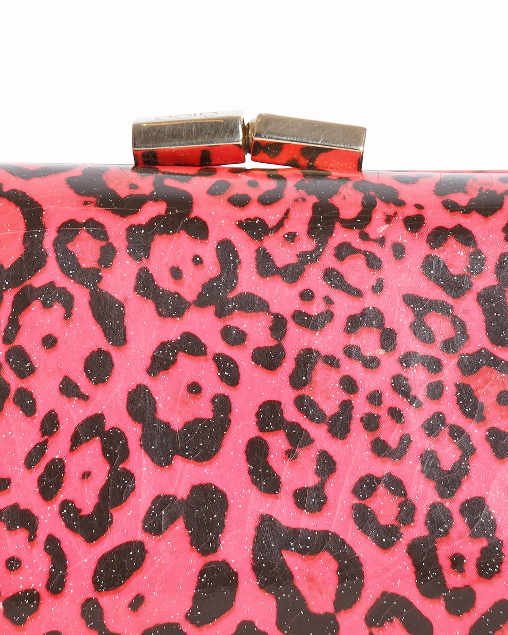 Jimmy choo pink leopard print tube clutch