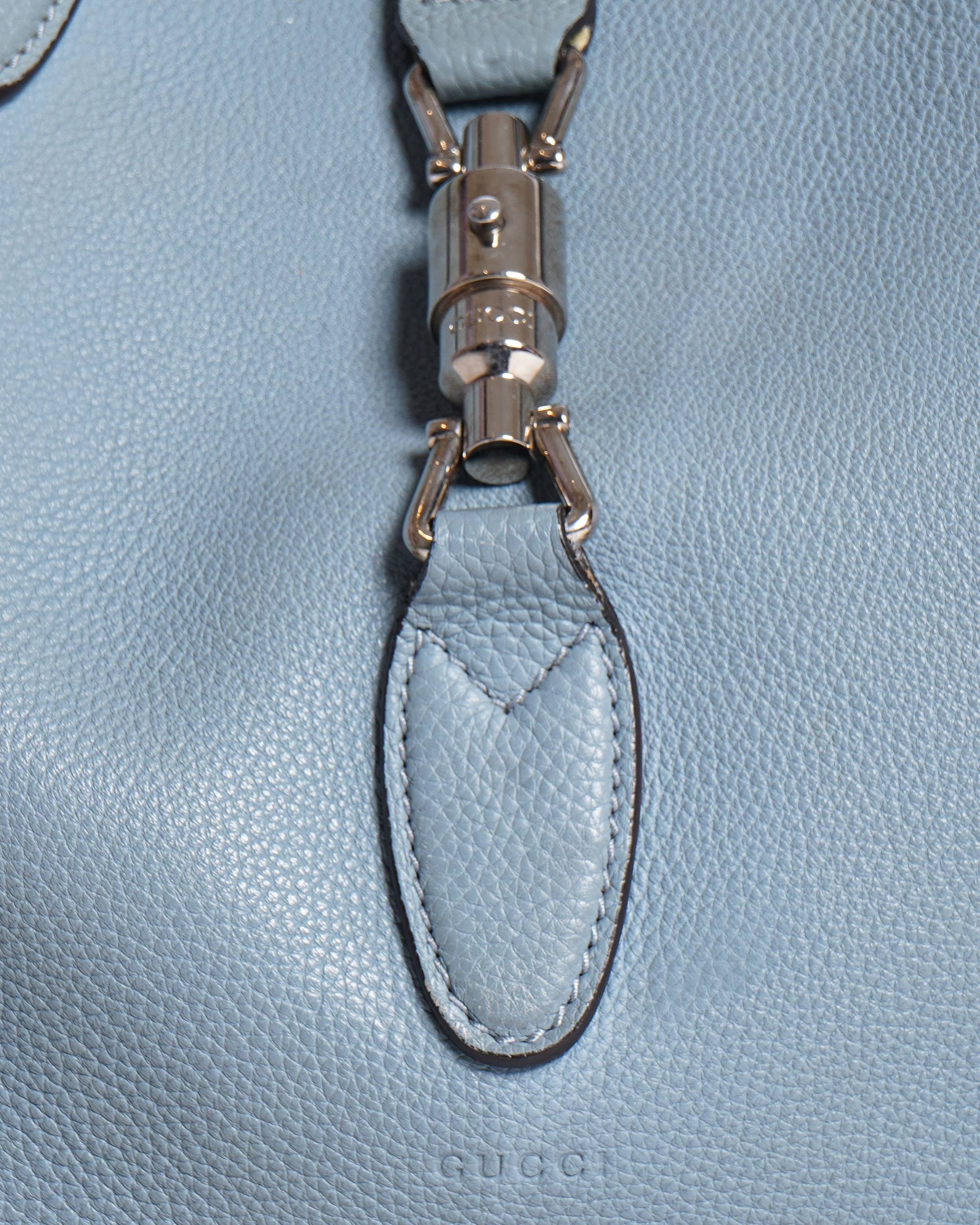 Gucci
Light Blue Pebbled Leather Soft Jackie Large Top Handle Bag