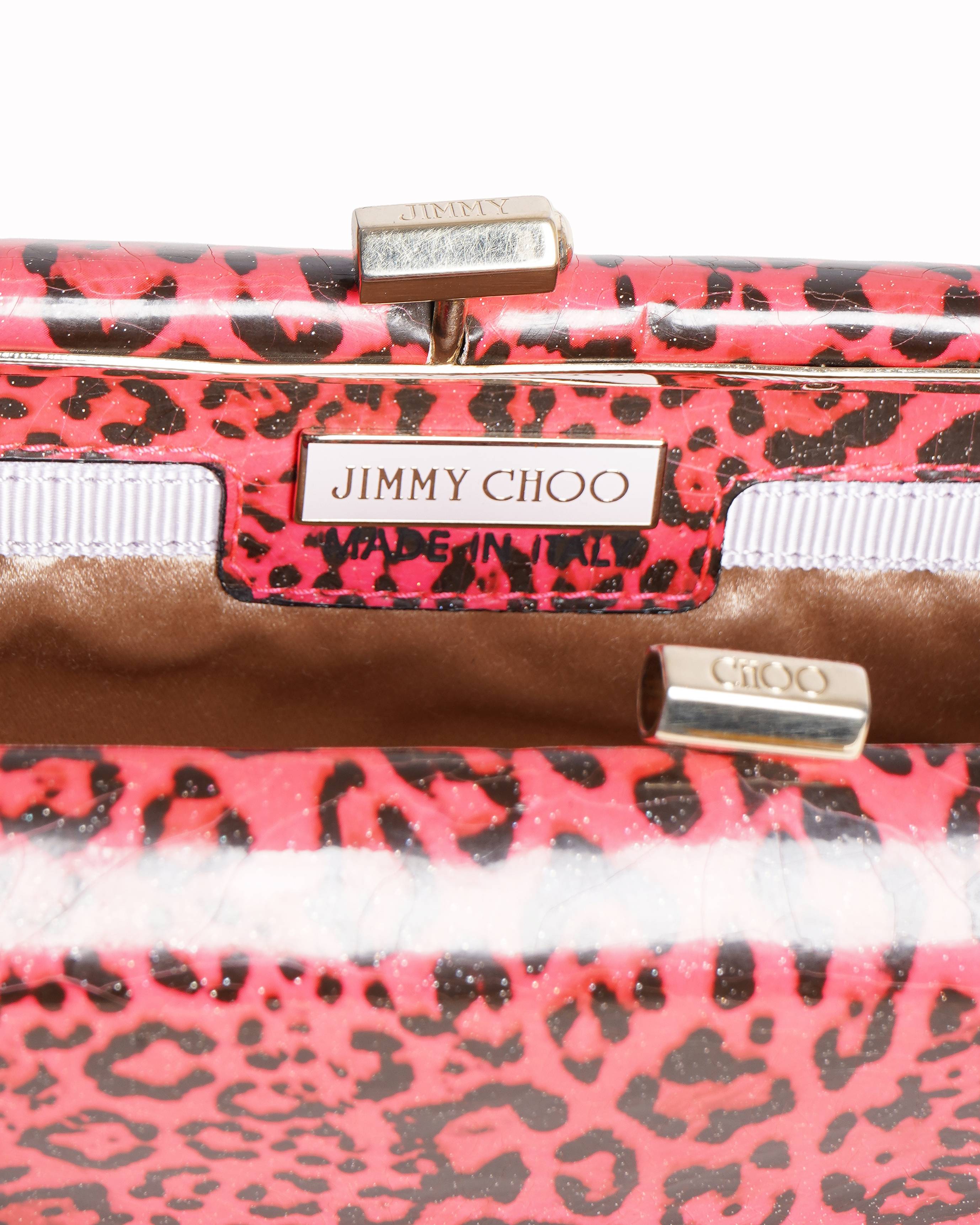 Jimmy choo pink leopard print tube clutch