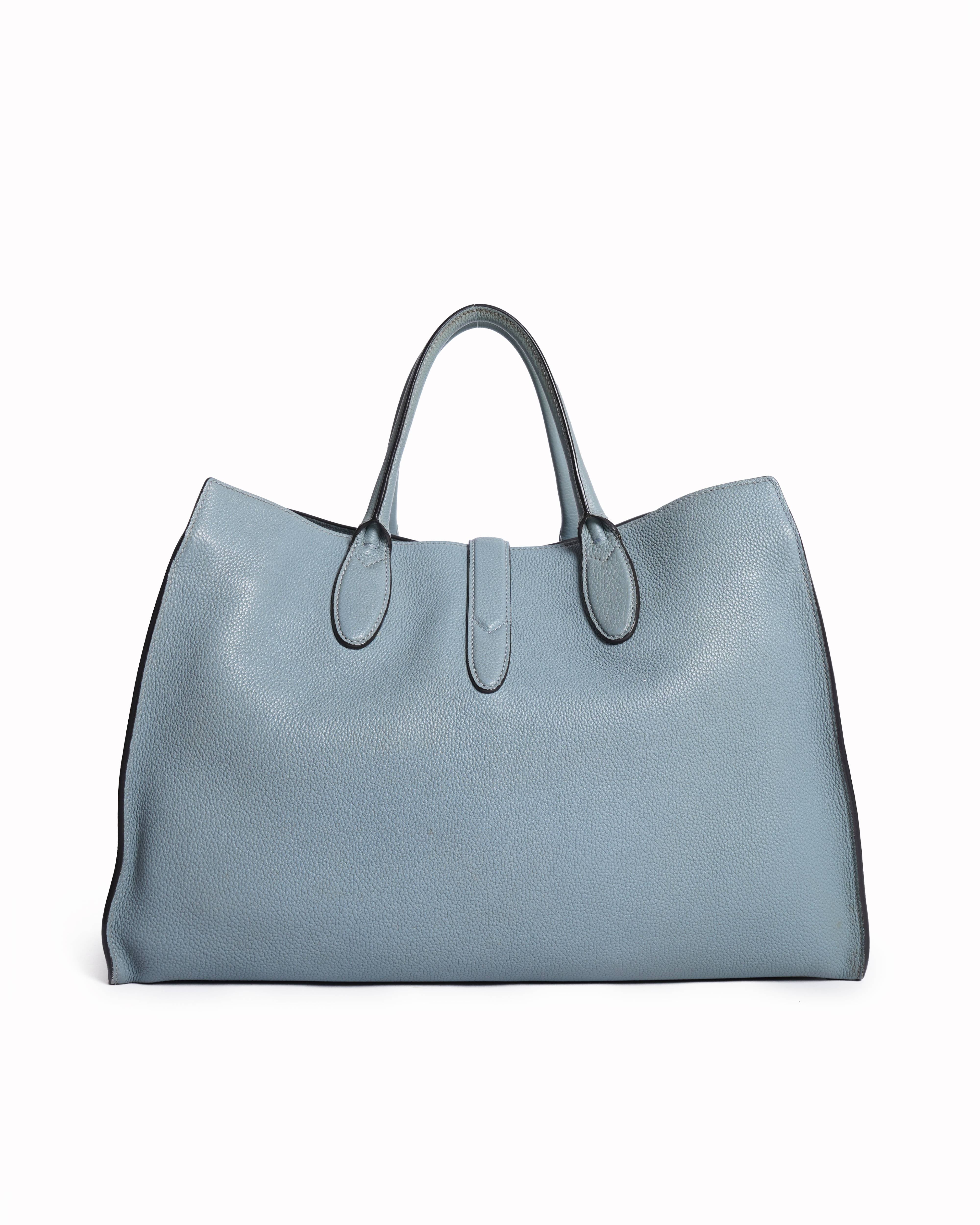 Gucci
Light Blue Pebbled Leather Soft Jackie Large Top Handle Bag