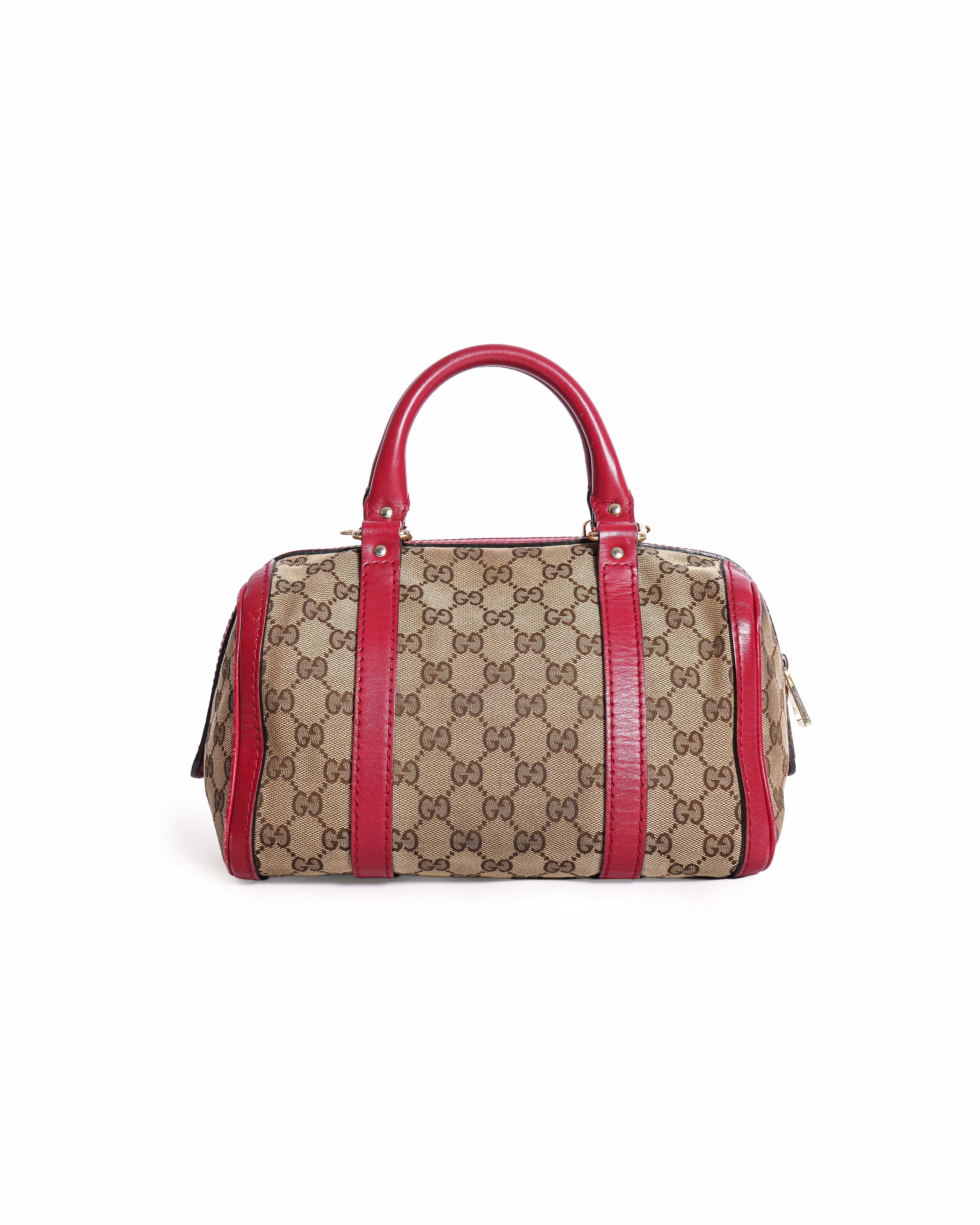 Gucci Beige/Red GG Canvas And Leather Joy Boston Bag
