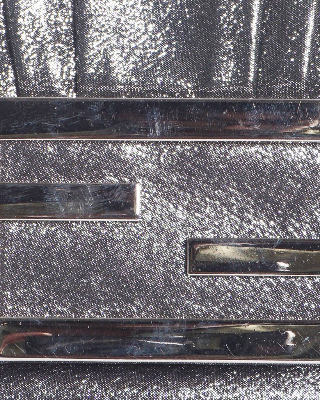 Fendi Metallic Silvertone Leather Mia Pochette Bag