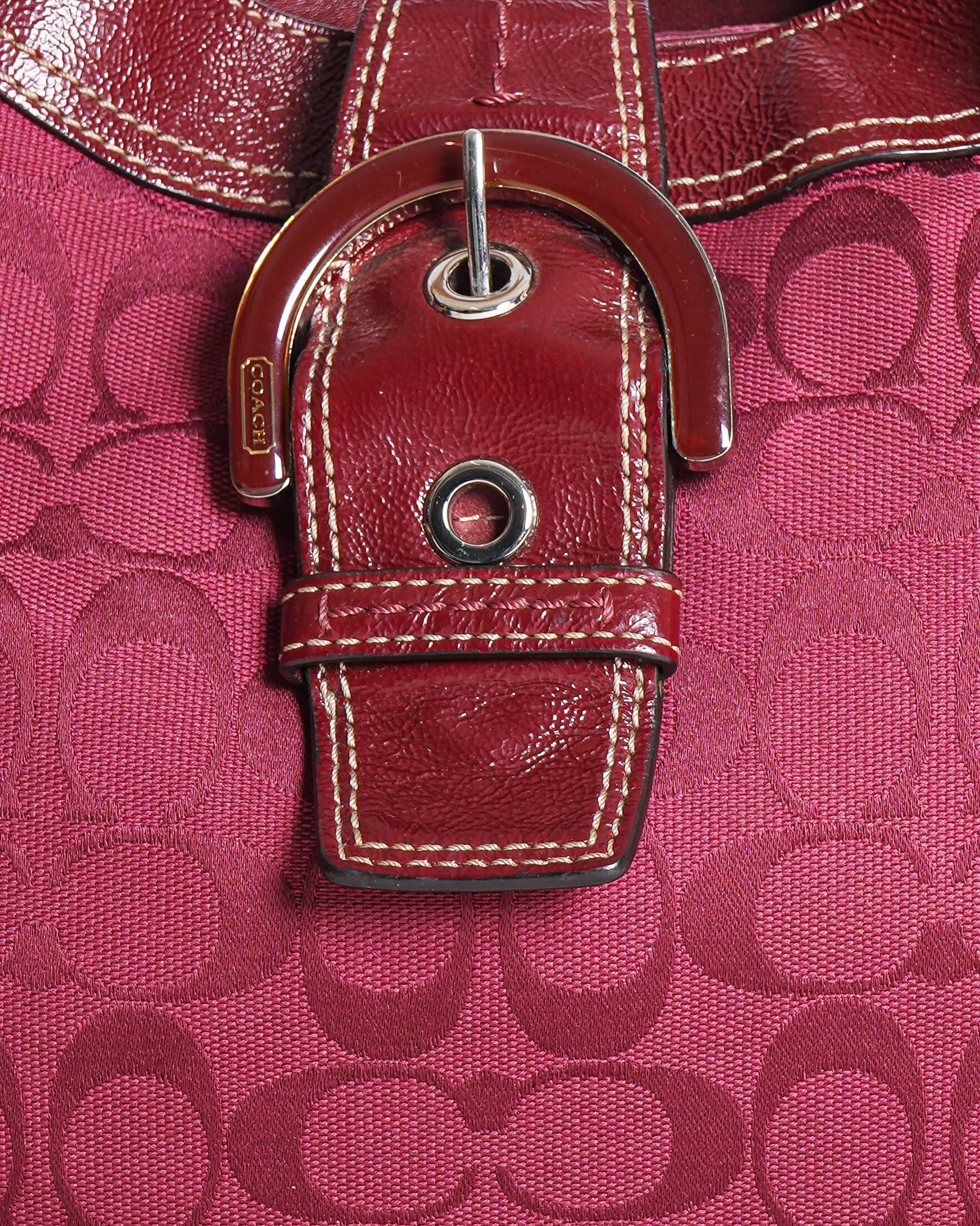 Coach Soho Signature Hobo Handbag in cherry red