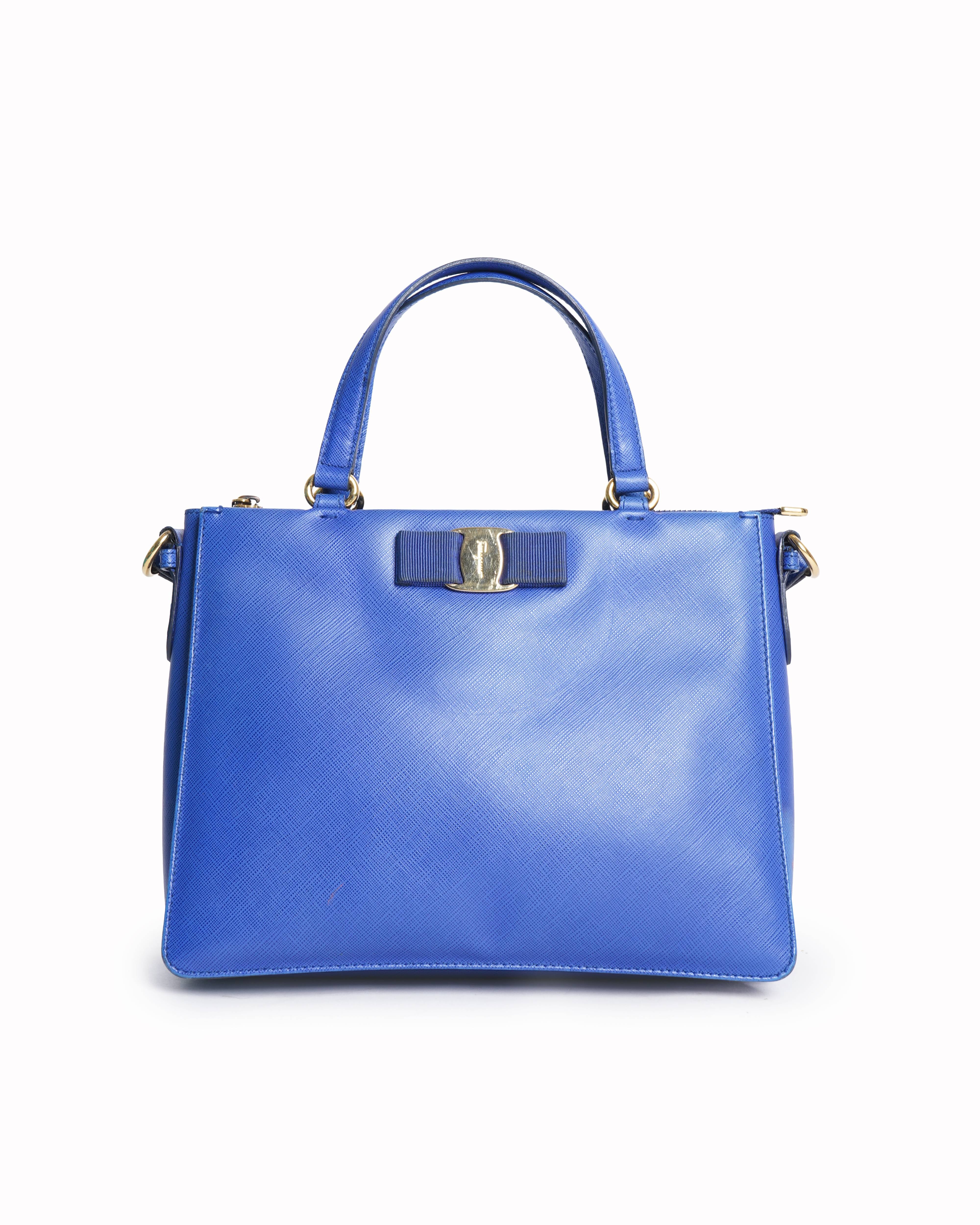 Salvatore Ferragamo Top Handle Bag In Blue