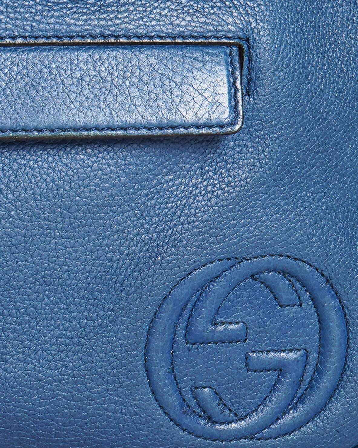 Gucci Blue Calfskin Soho Briefcase business bag