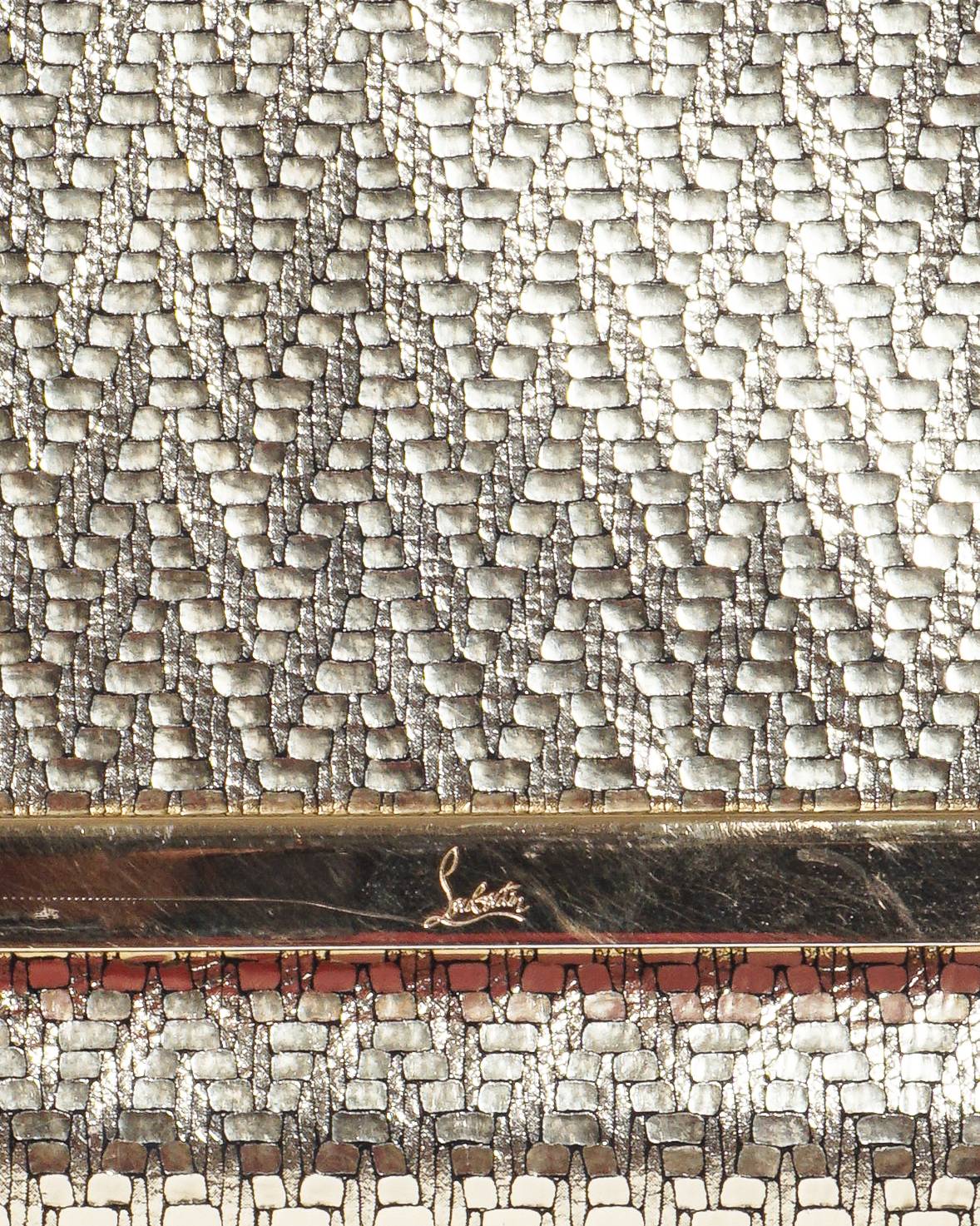 Christian Louboutin Metallic Embossed Leather Clutch