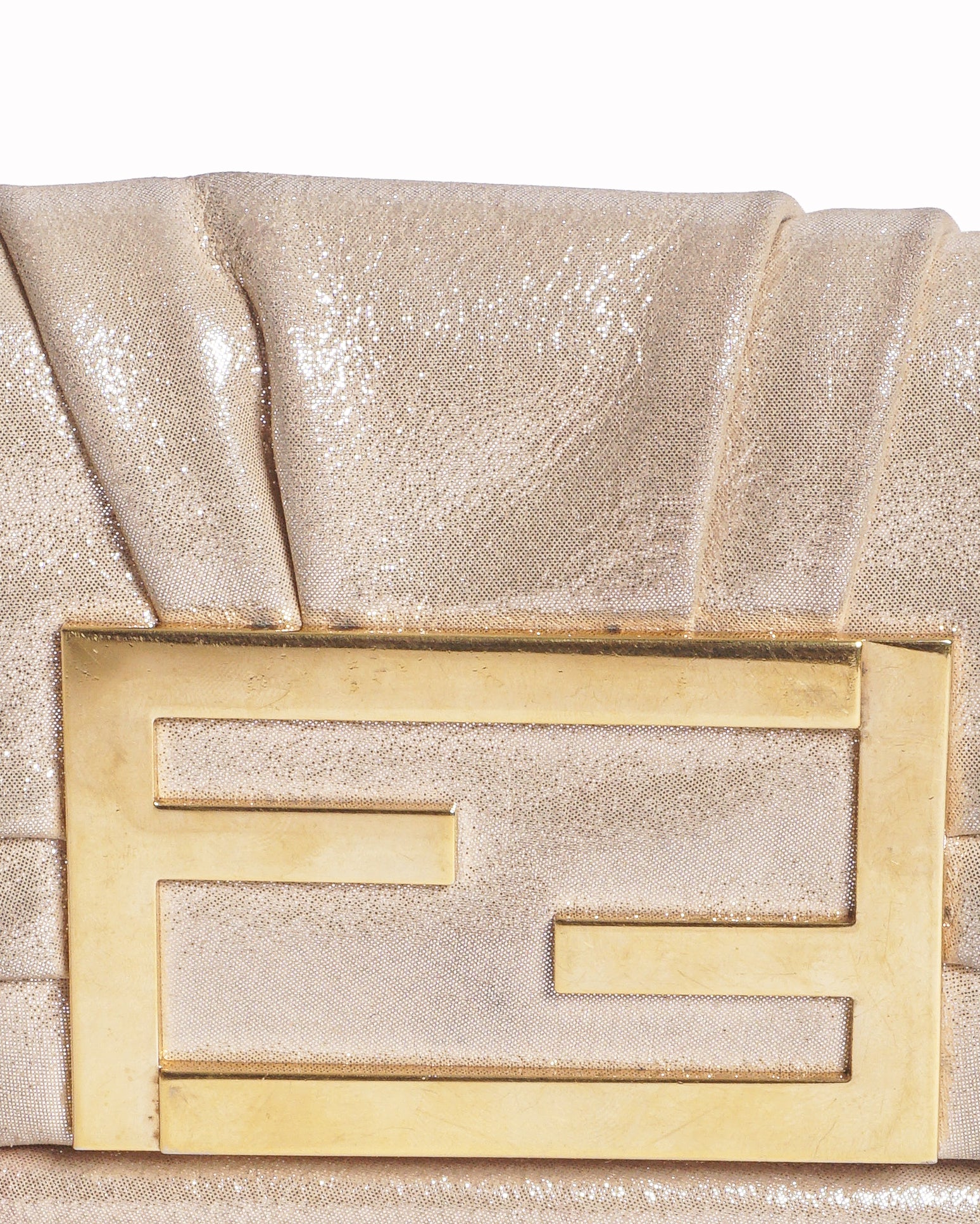 Fendi Metallic Gold Leather Mia Pochette Bag