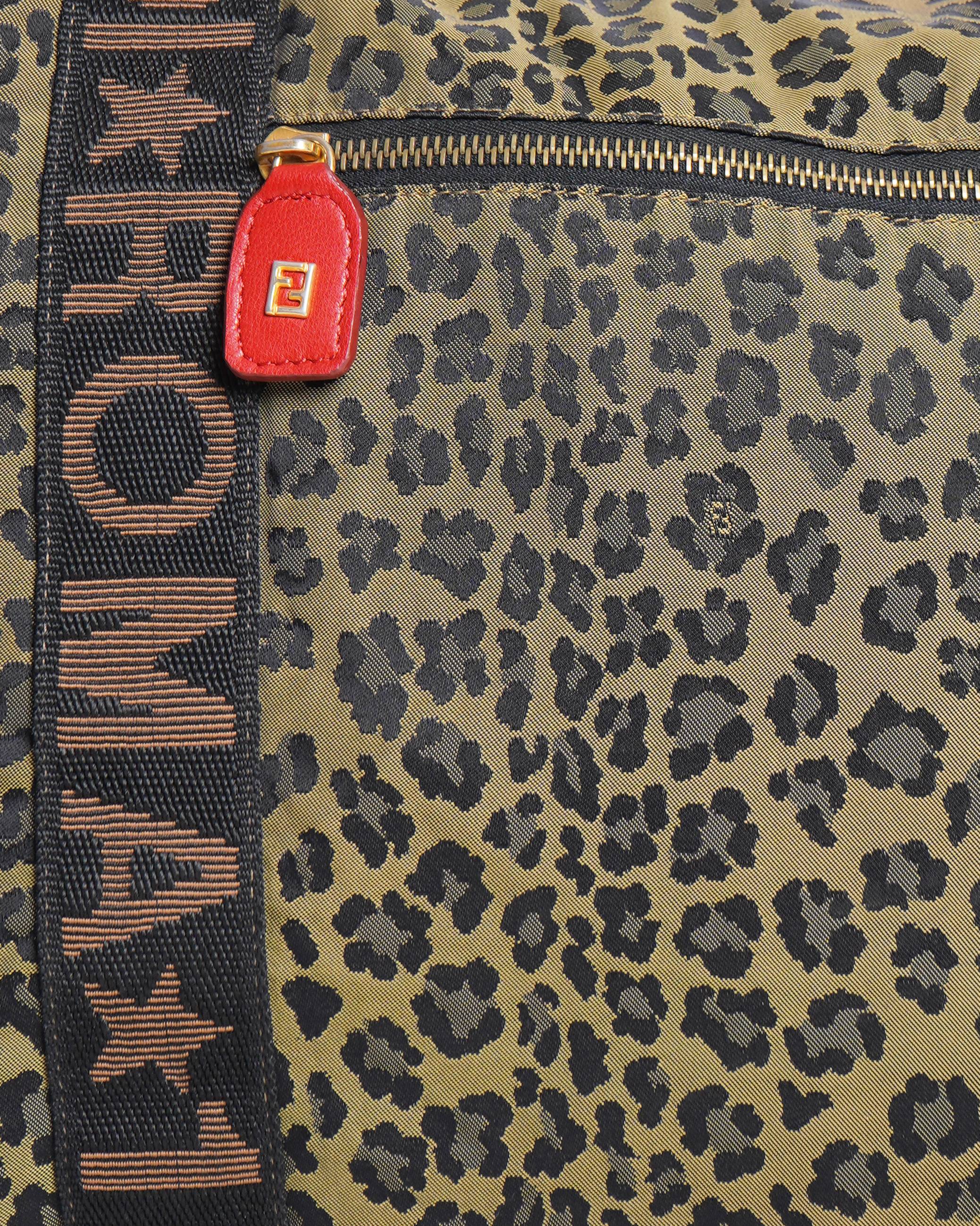 Fendi roma leopard print travel bag