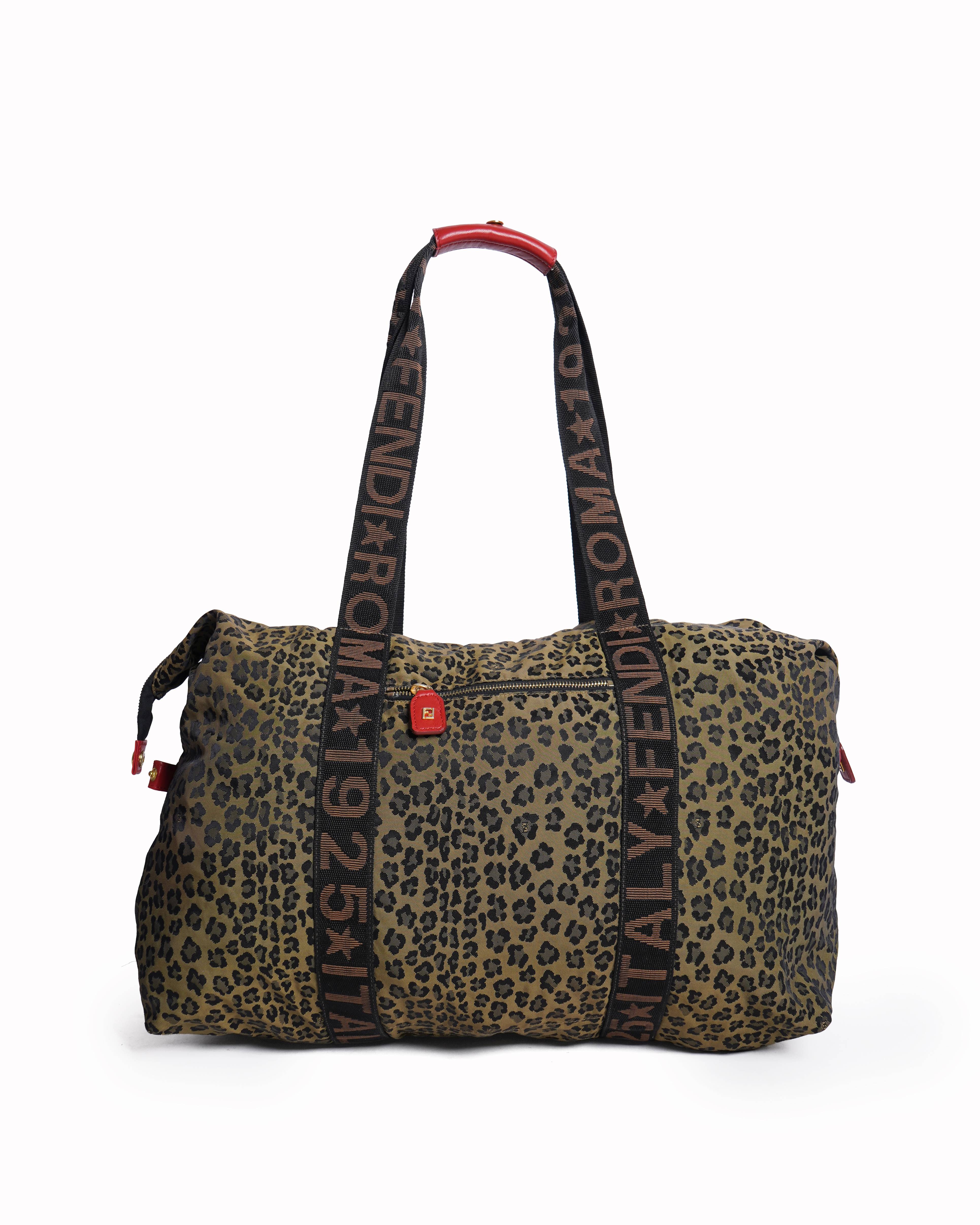 Fendi roma leopard print travel bag