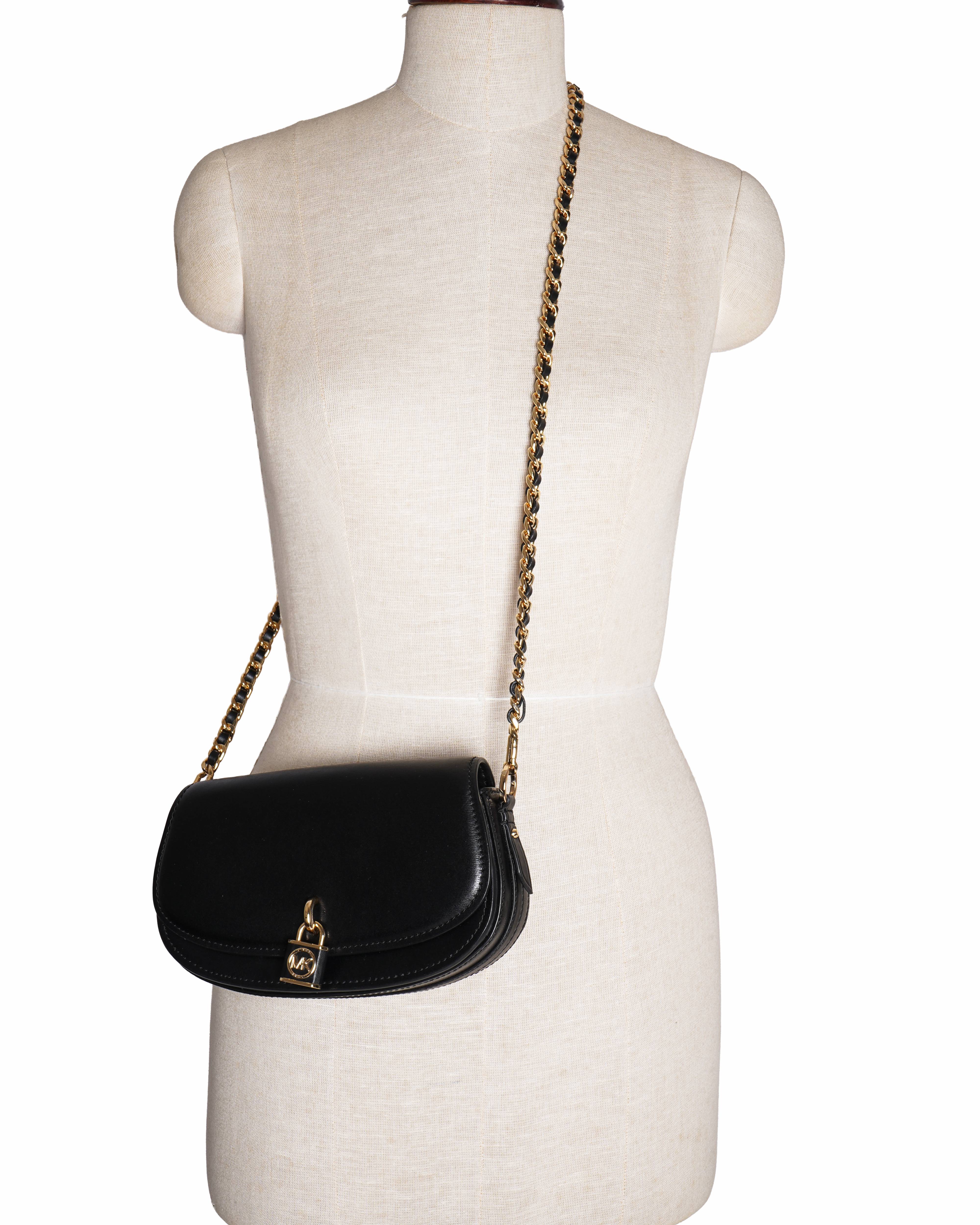 Michael Kors Mila Small Leather Shoulder Bag In Black