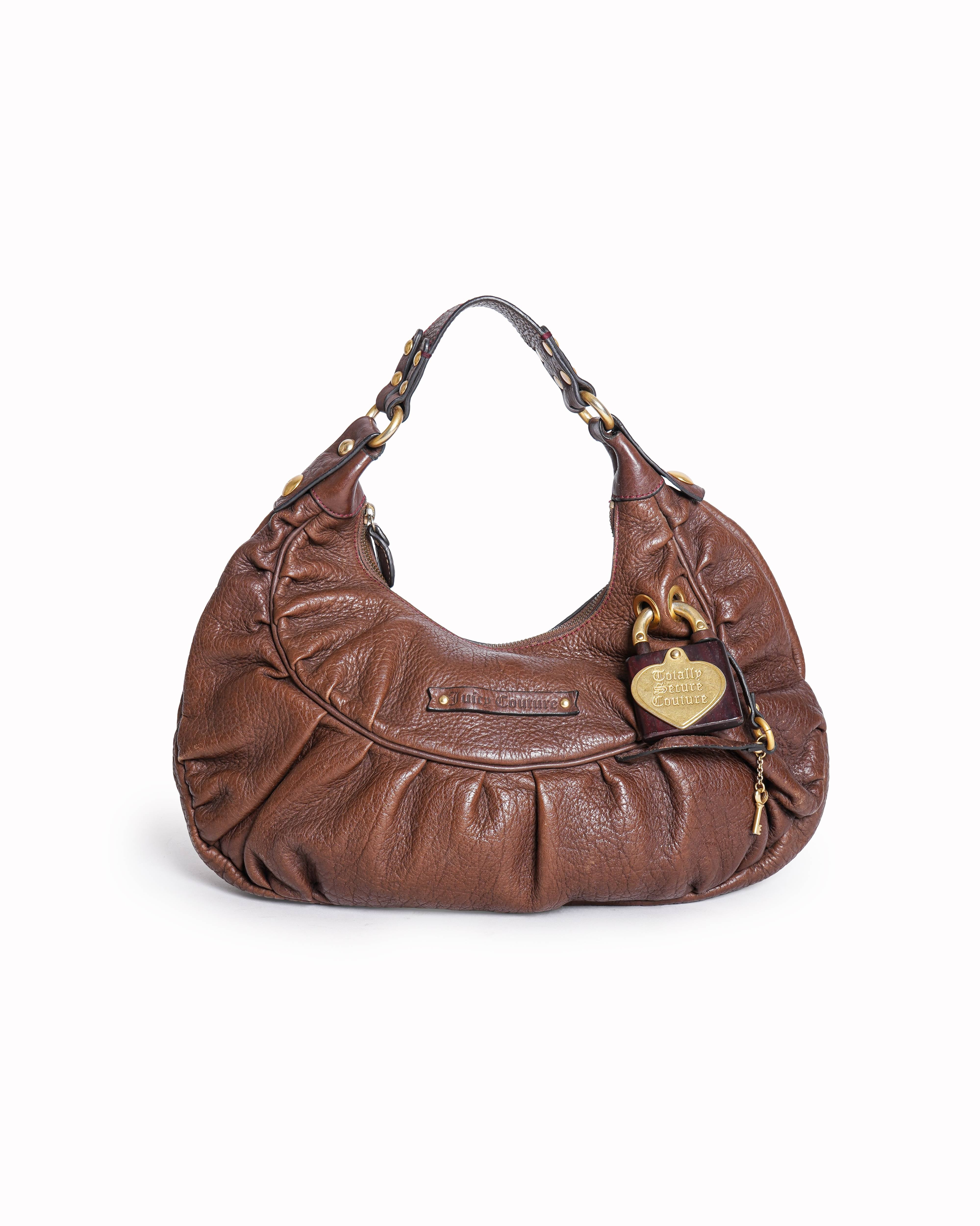 Juicy Couture Brown Pebbled Leather Hobo Bag