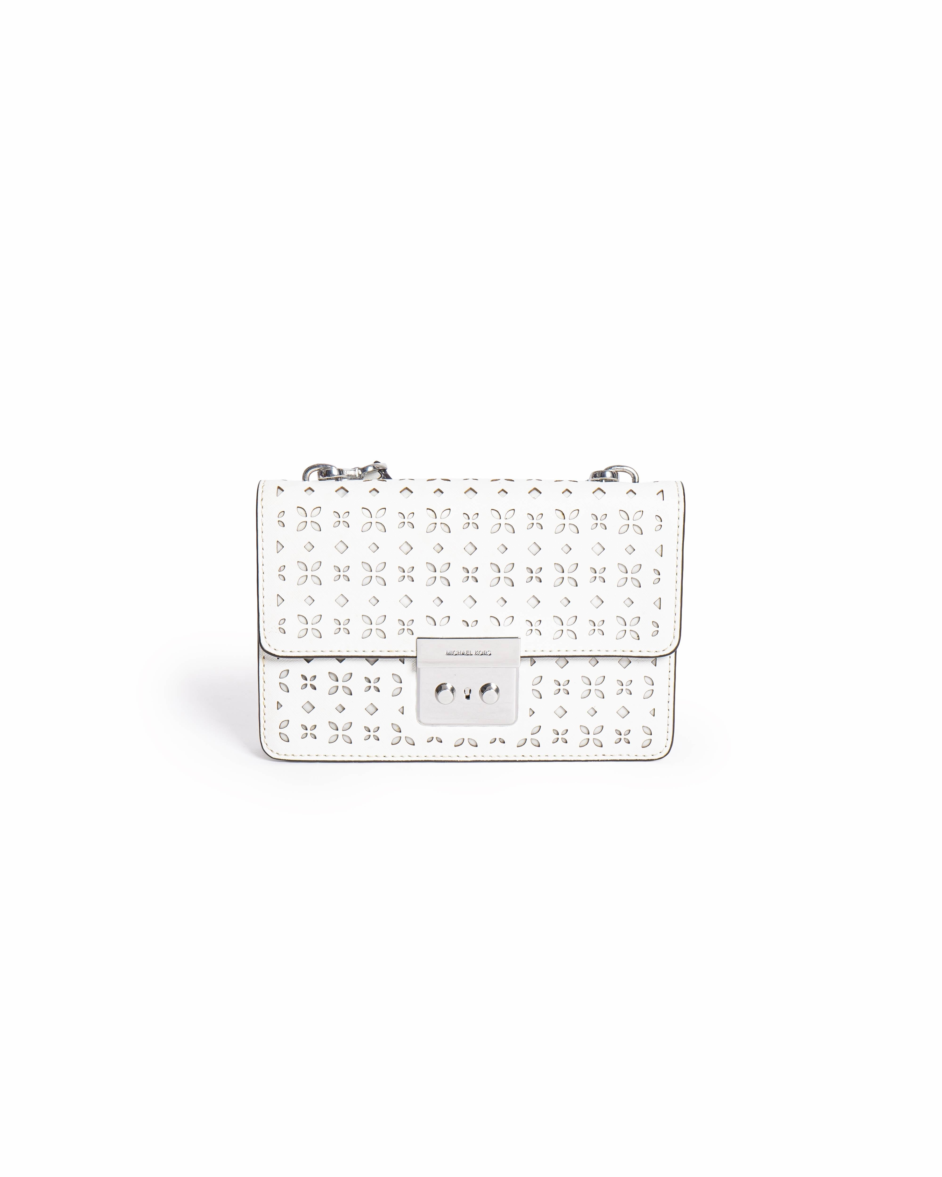 Michael Kors Saffiano Leather Crossbody Bag In White