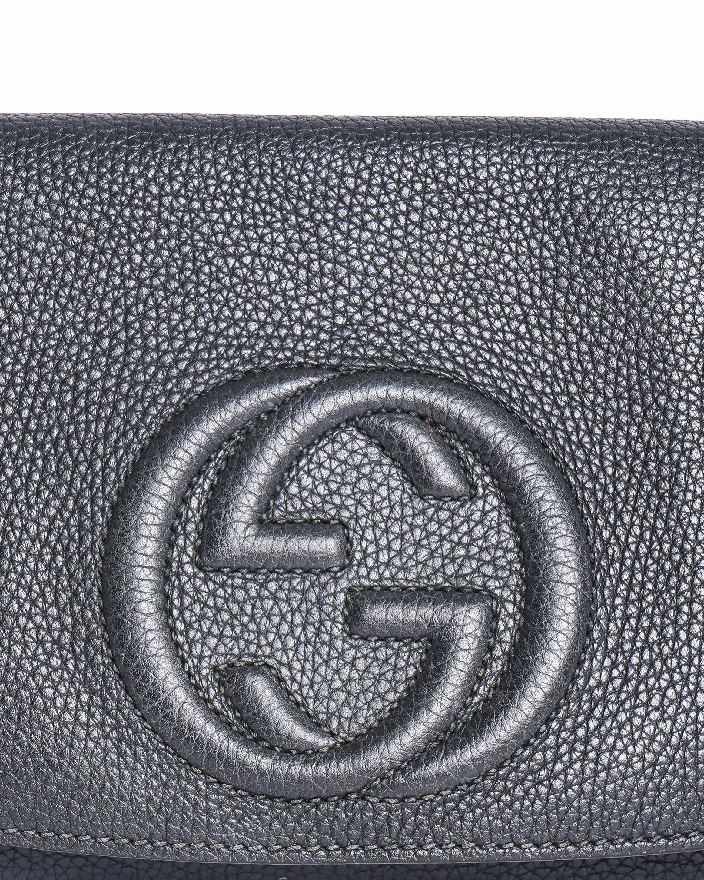 Gucci Soho Pebbled Leather Flap Crossbody Bag
