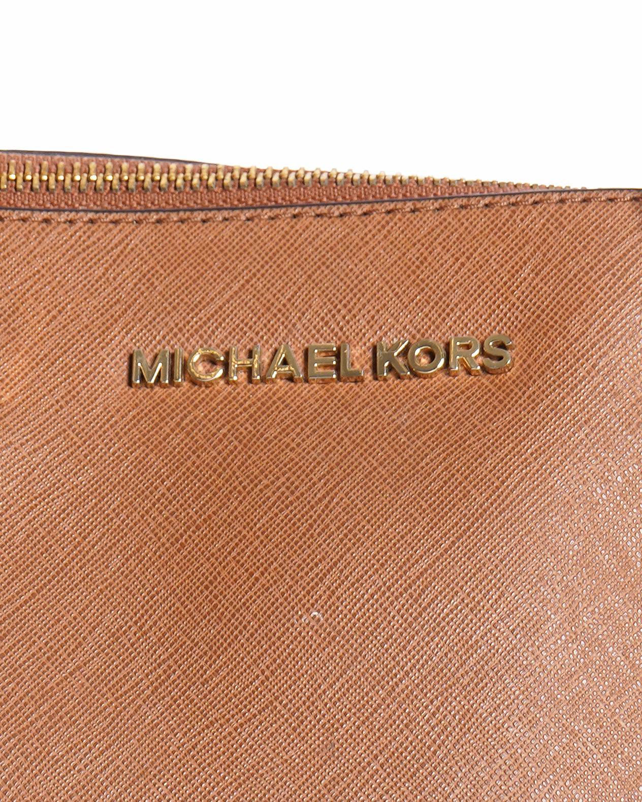 Michael Kors Saffiano Leather Shoulder Bag In Brown