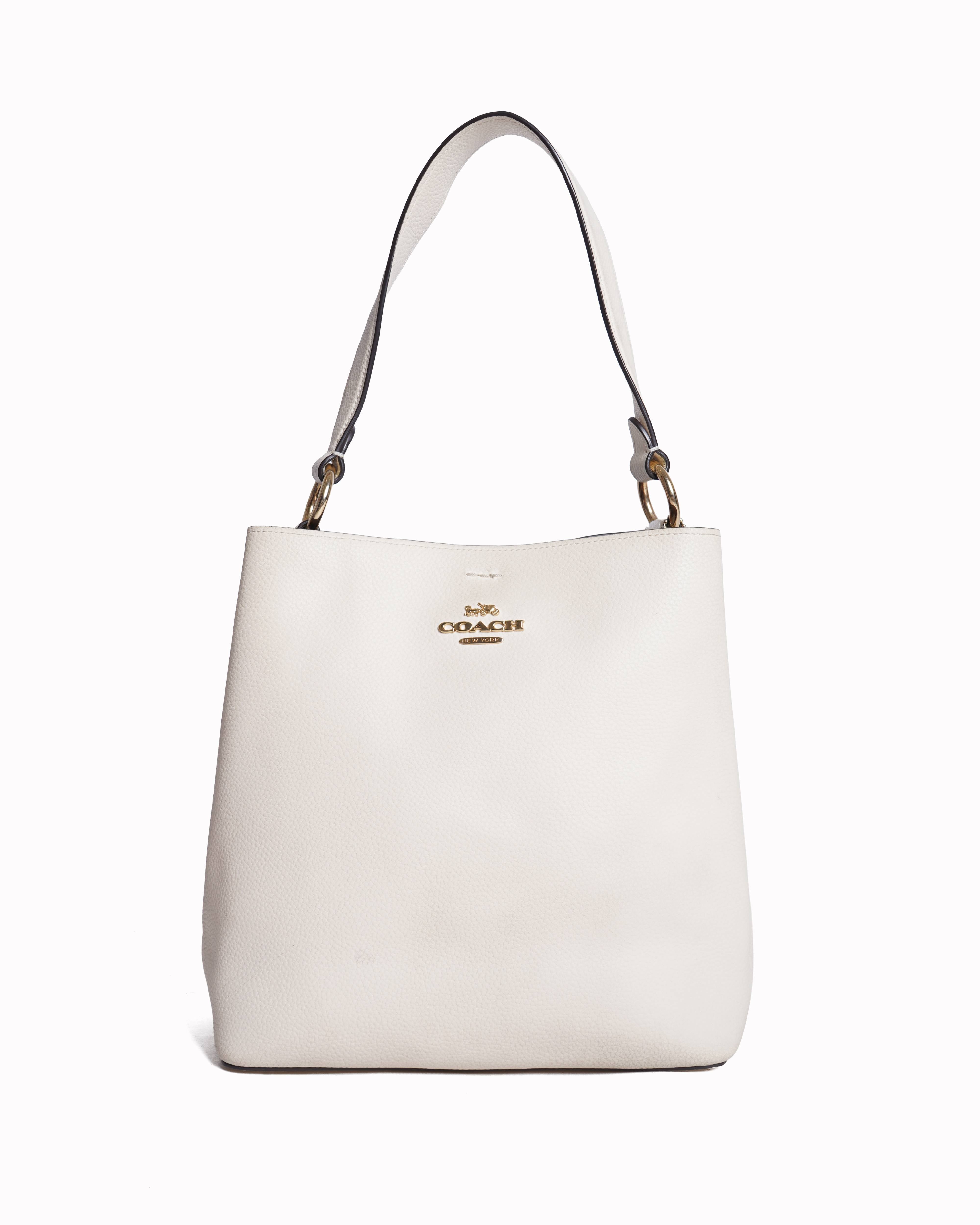 Coach town bucket bag in white pebble leather