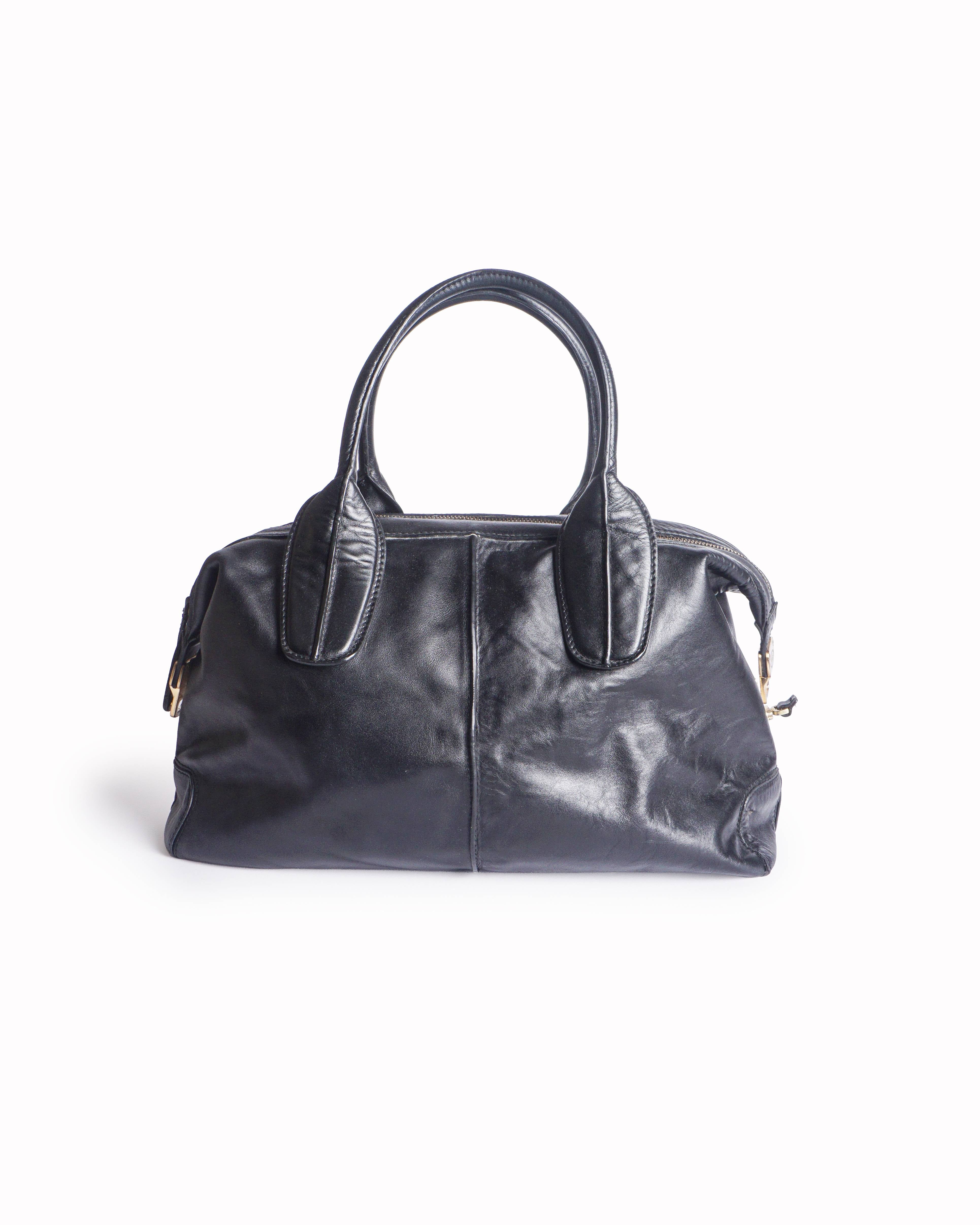 Tod's Black Supple Leather D-Styling Satchel Bag
