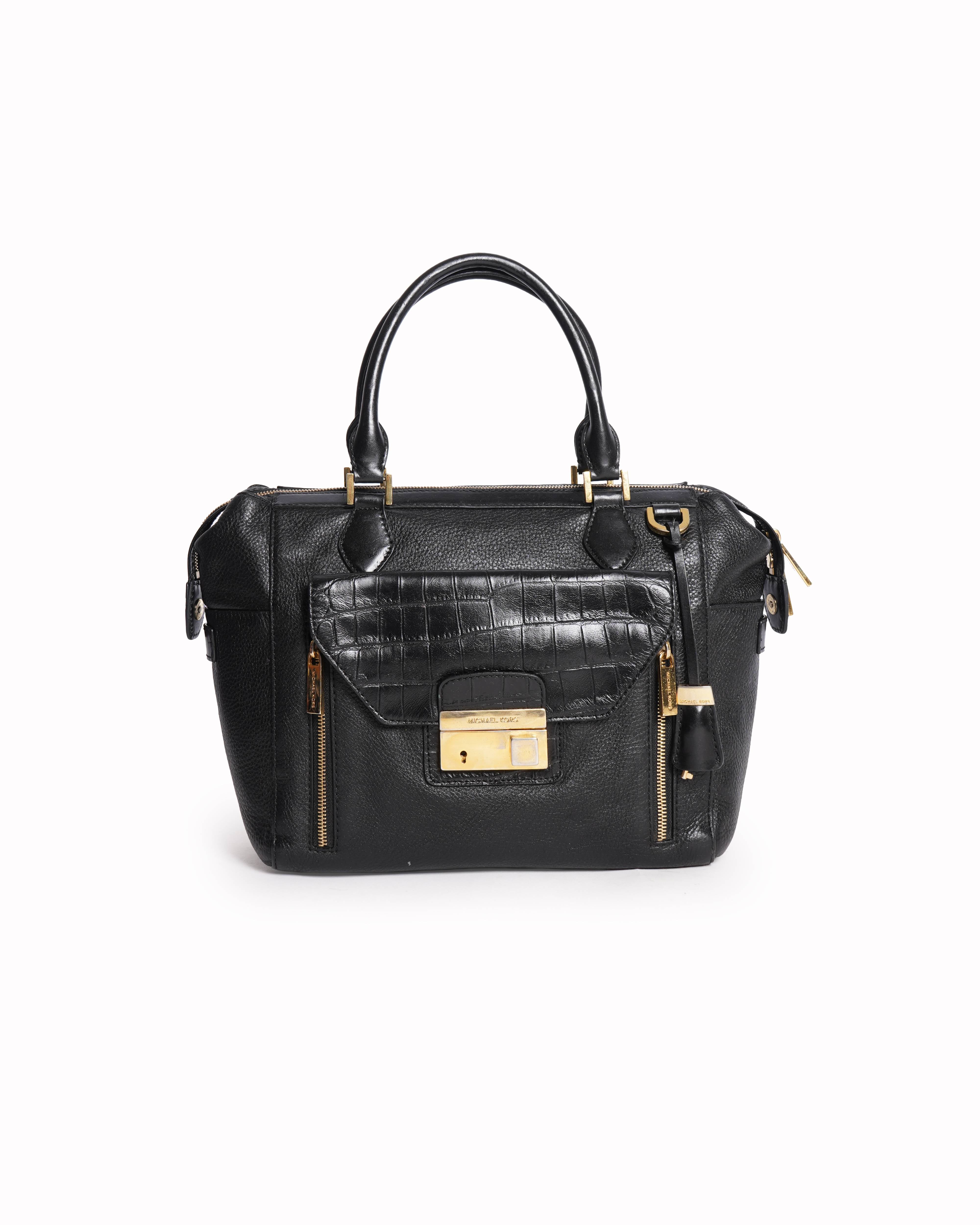 Michael Kors Black Pebbled Leather Satchel