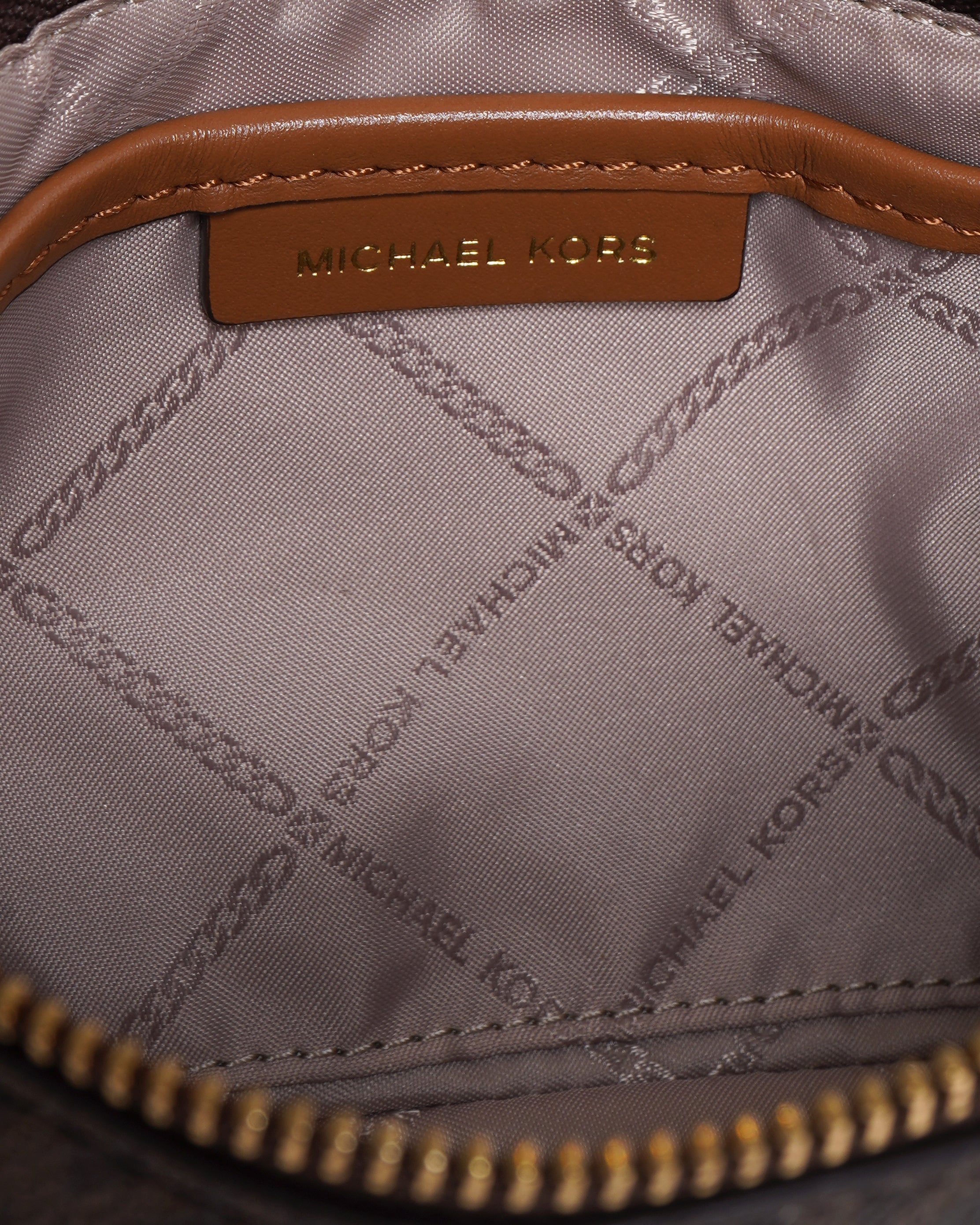 Michael Kors Monogram Shoulder Bag In Brown
