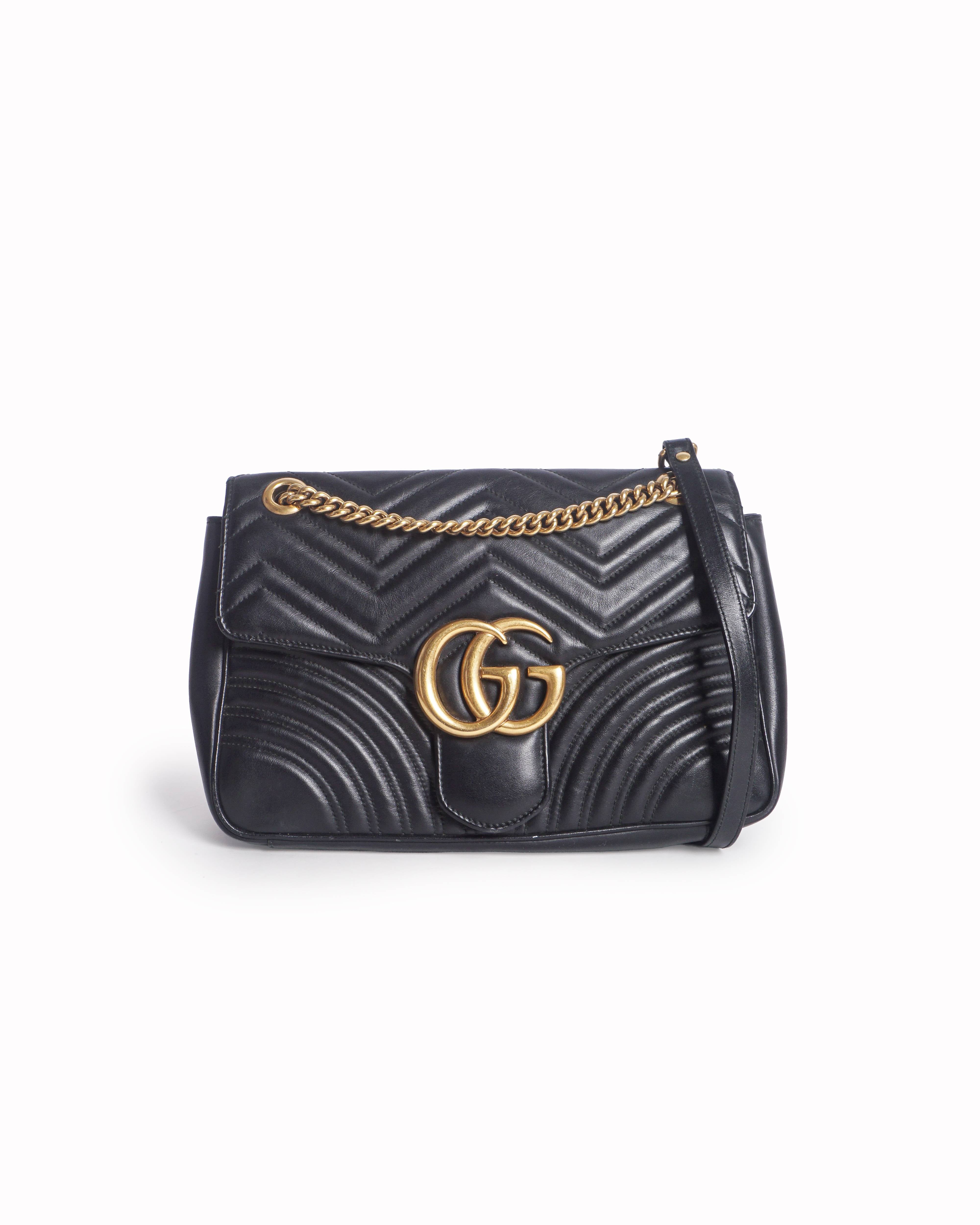 Gucci GG Marmont Large Black Matelassé Shoulder Bag